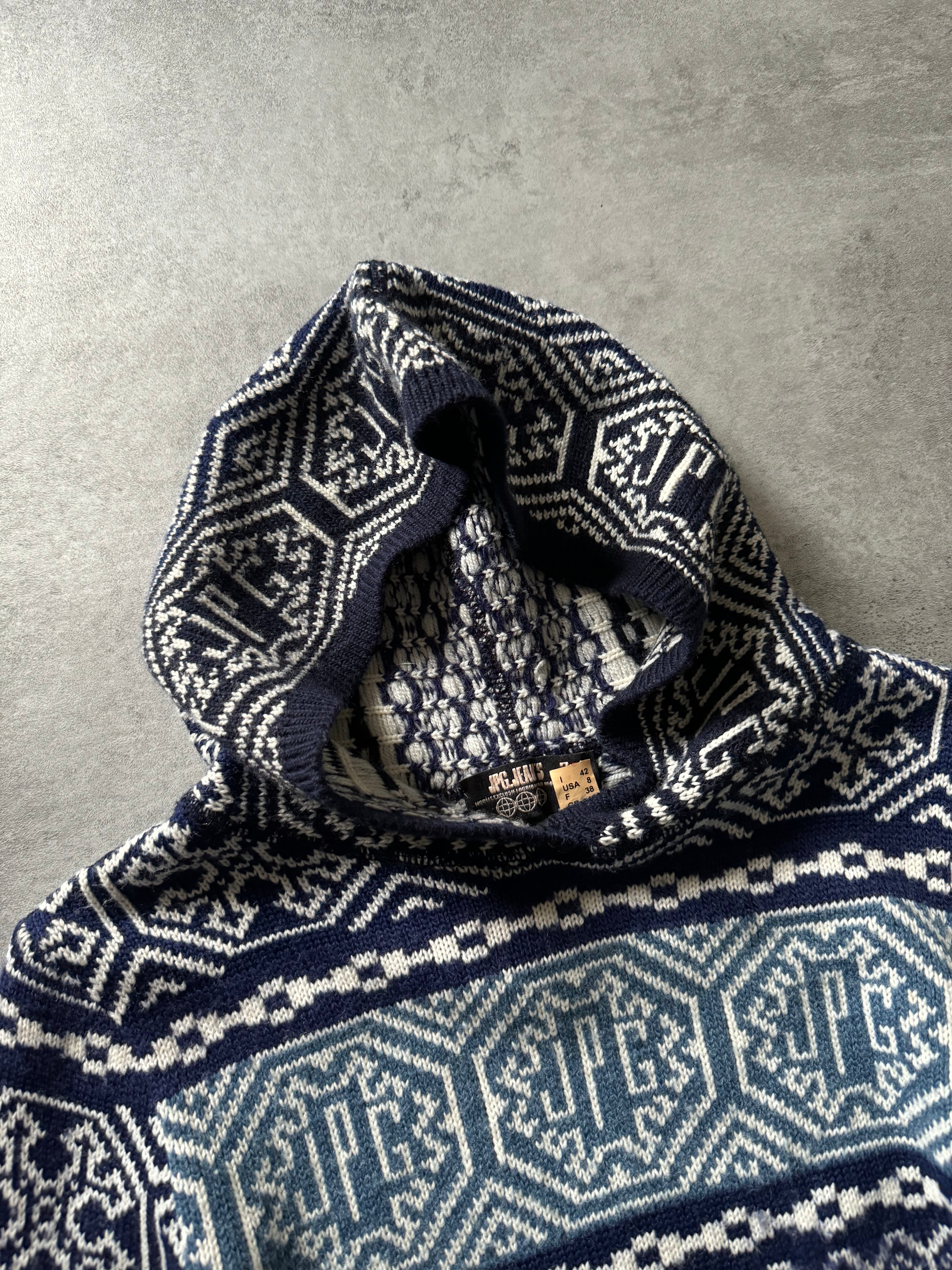 2000年代 ジャン ポール ゴルチエ ブルー アラビア シグネチャー セーター (XS)