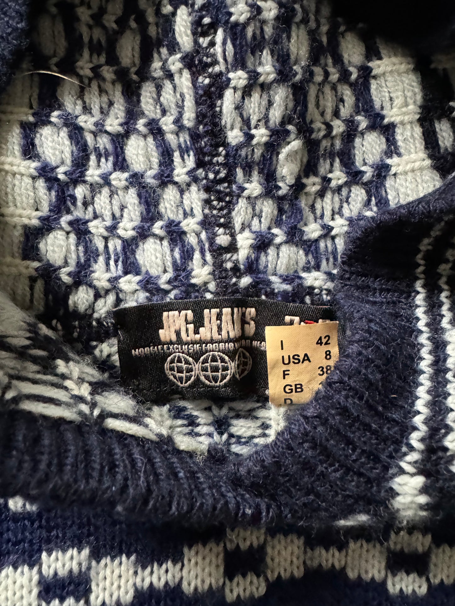 2000年代 ジャン ポール ゴルチエ ブルー アラビア シグネチャー セーター (XS)