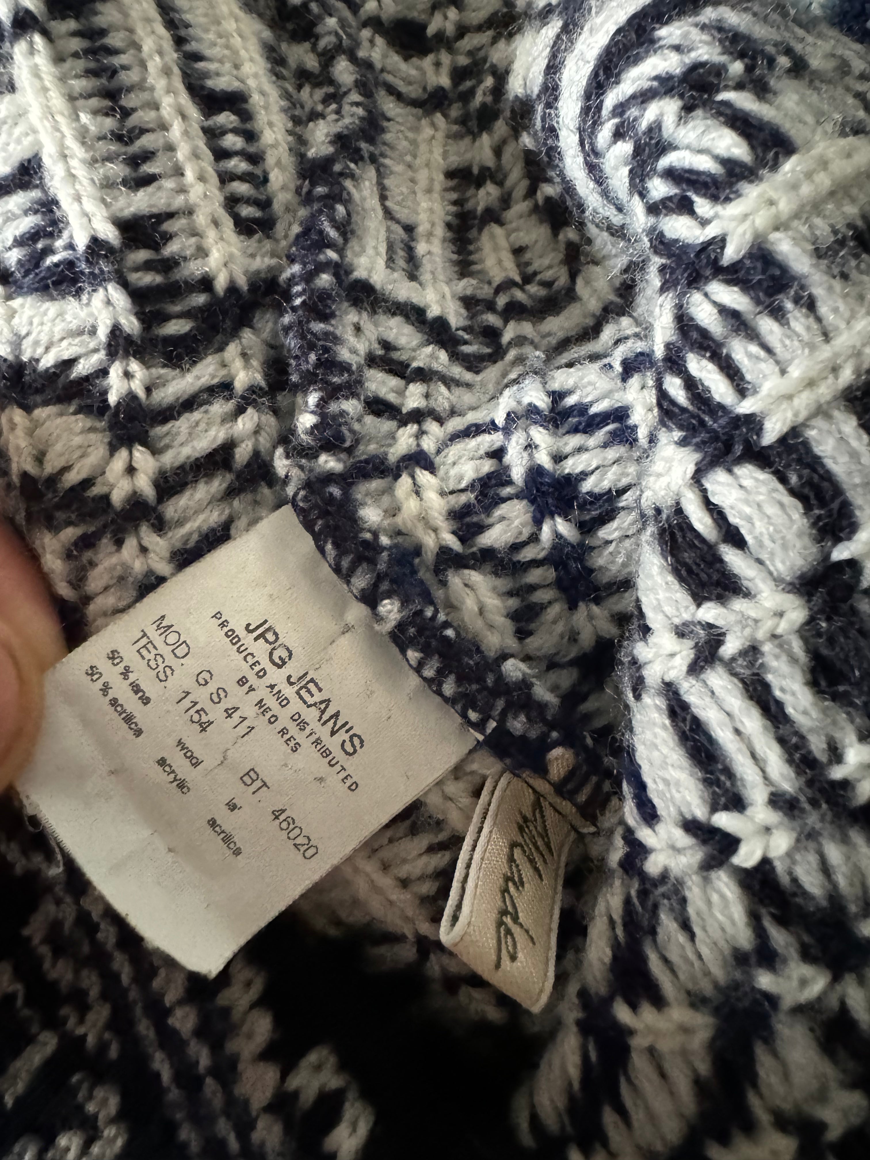 2000年代 ジャン ポール ゴルチエ ブルー アラビア シグネチャー セーター (XS)