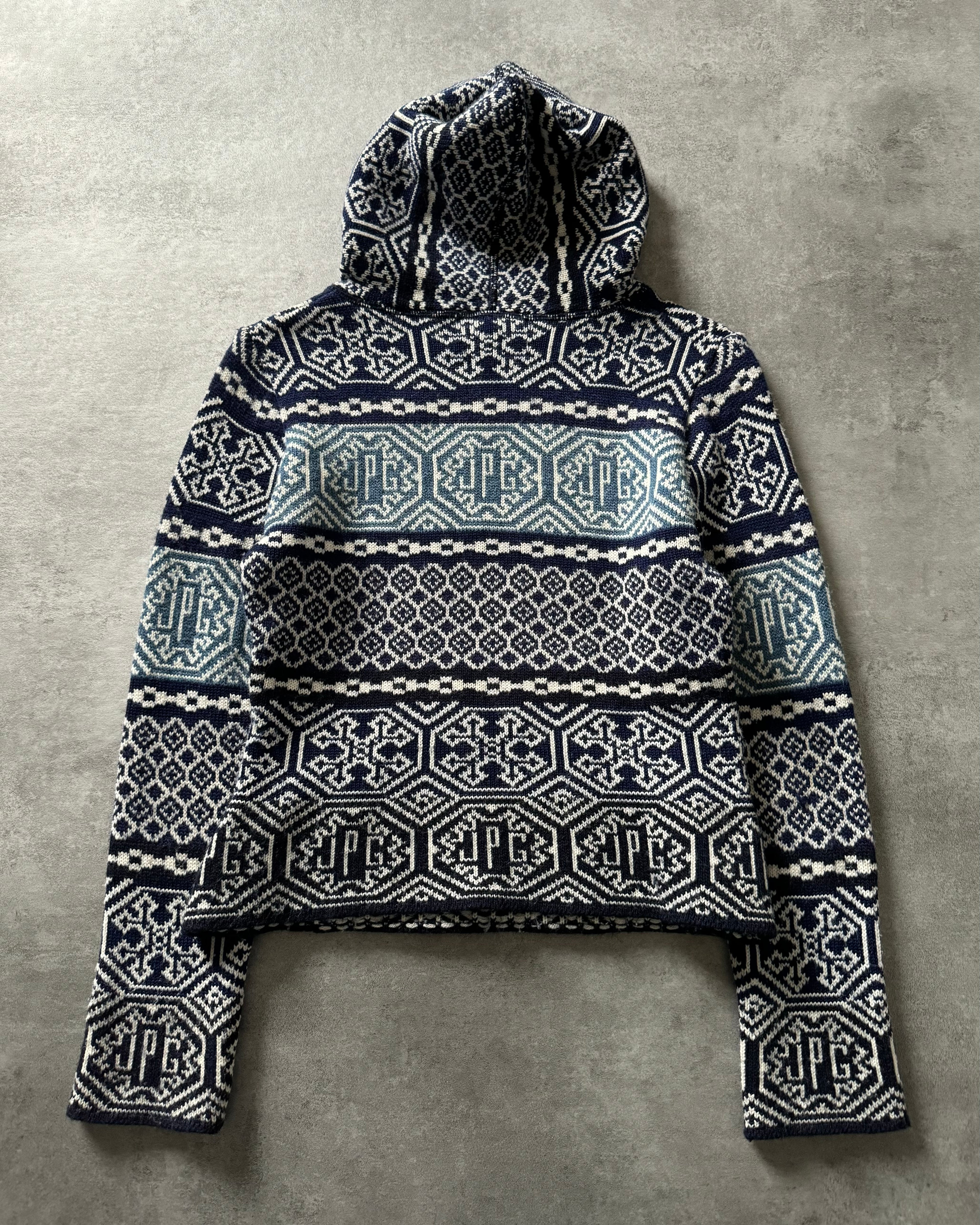 2000年代 ジャン ポール ゴルチエ ブルー アラビア シグネチャー セーター (XS)