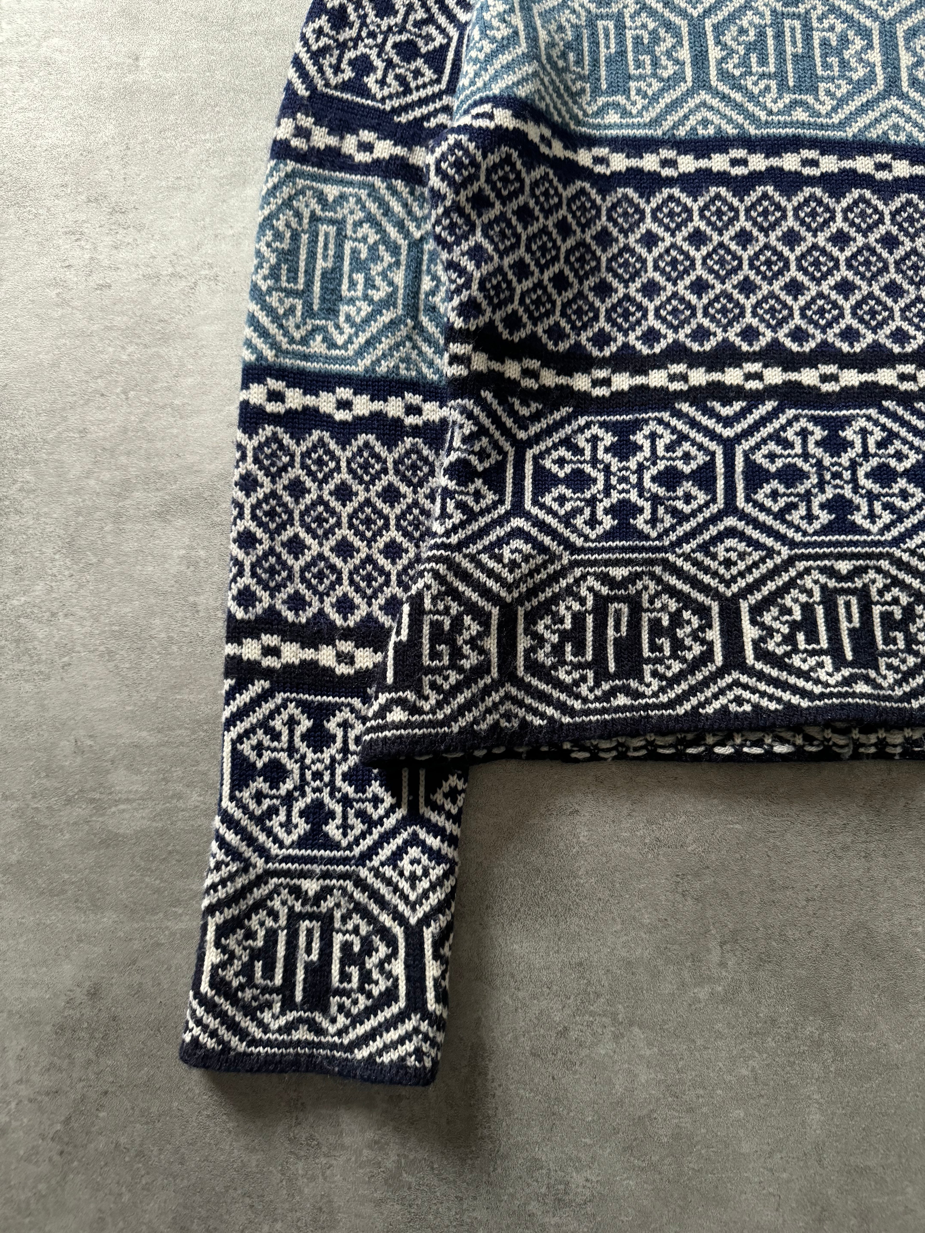 2000年代 ジャン ポール ゴルチエ ブルー アラビア シグネチャー セーター (XS)