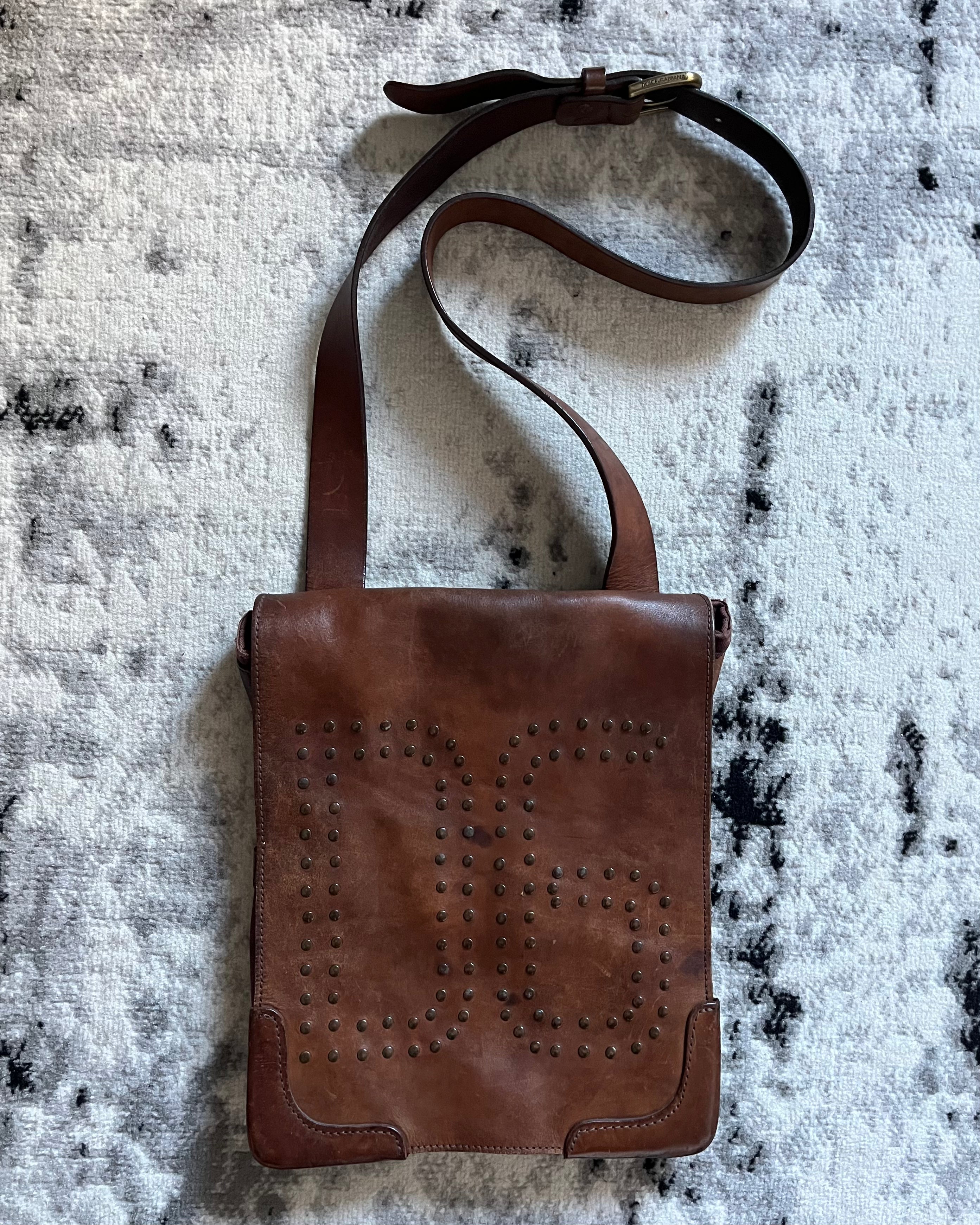 AW2001 Dolce &amp; Gabbana 皮革摔花单肩包