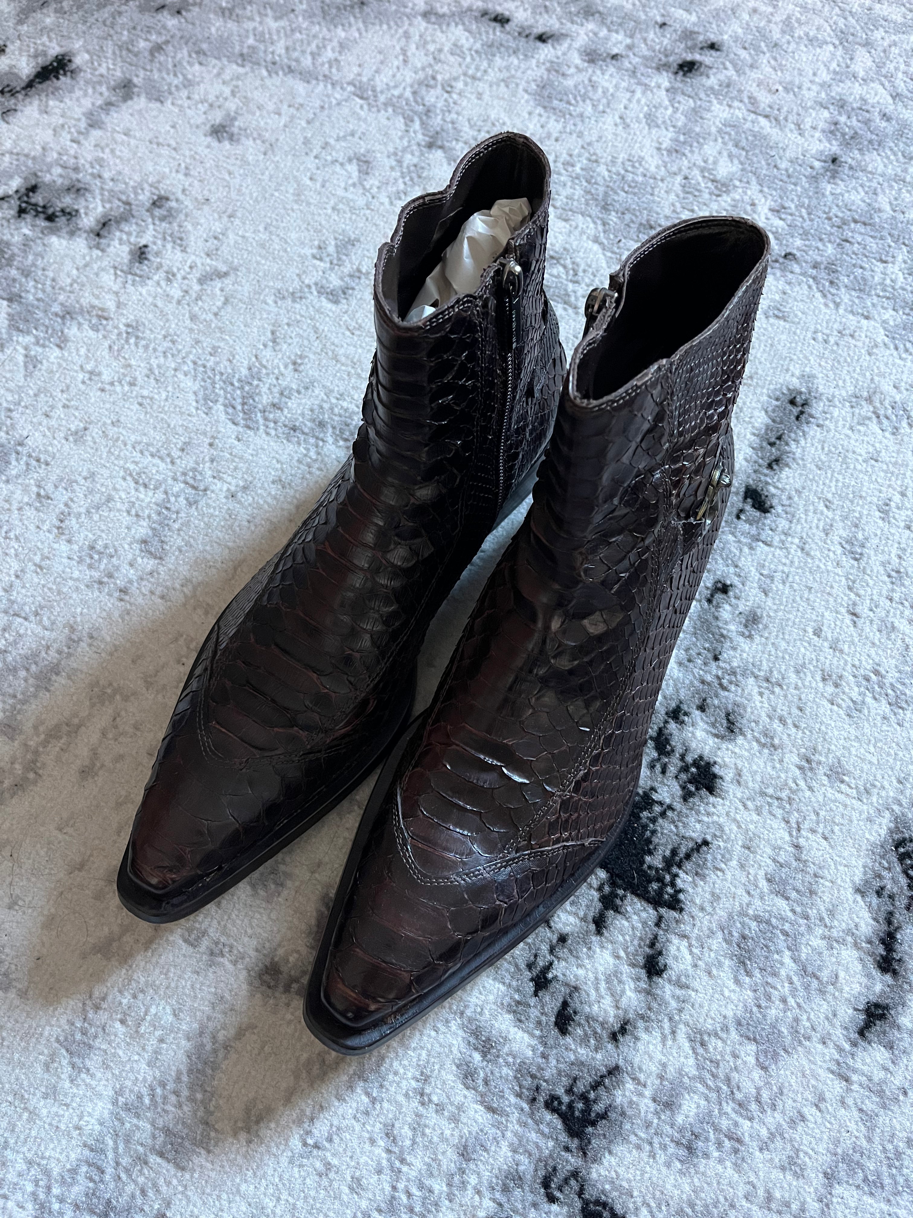 AW2003 Roberto Cavalli Genuine Leather Cow-Boy Boots (42eu/us8.5)