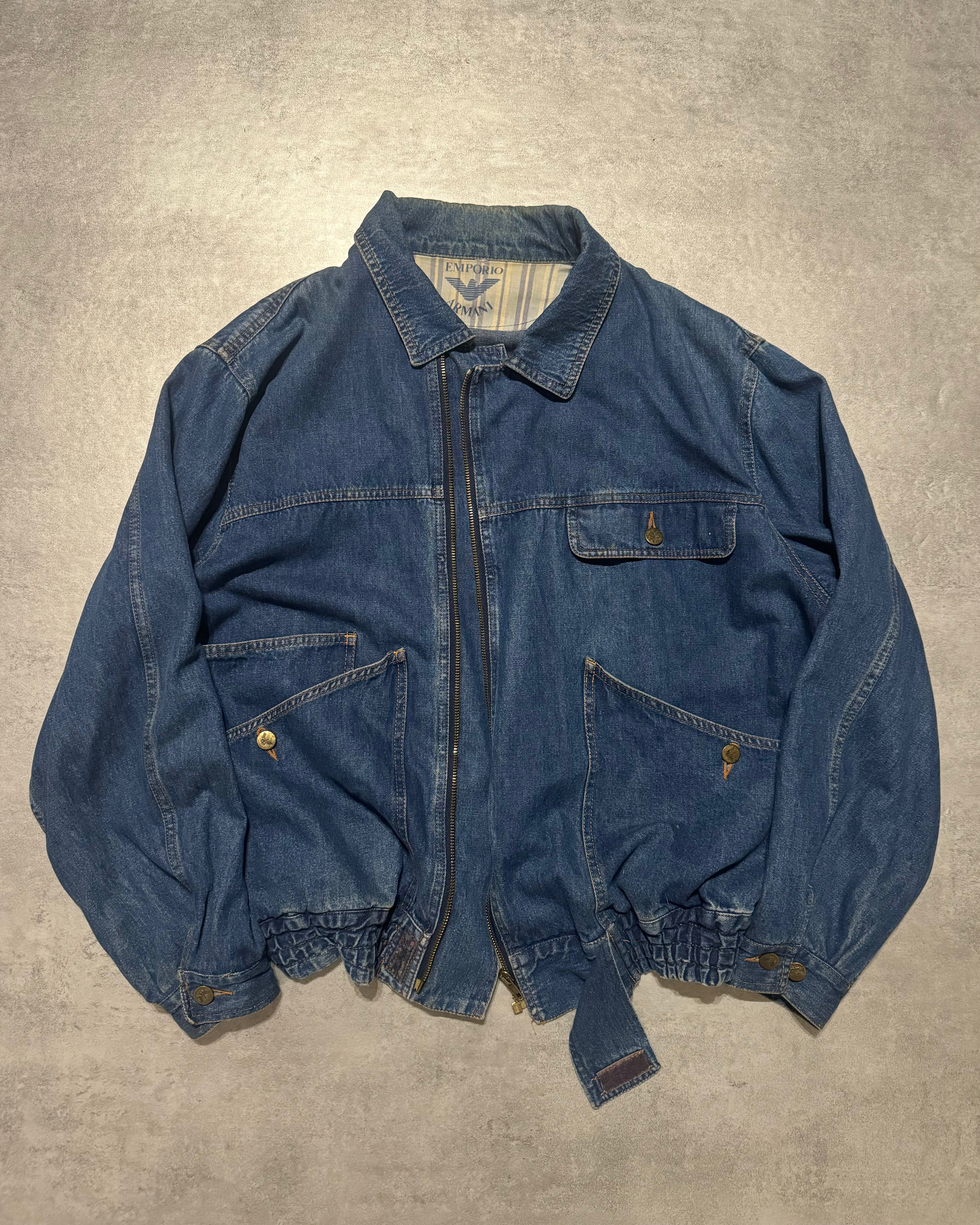 1980s Emporio Armani Denim Bomber Cozy Jacket