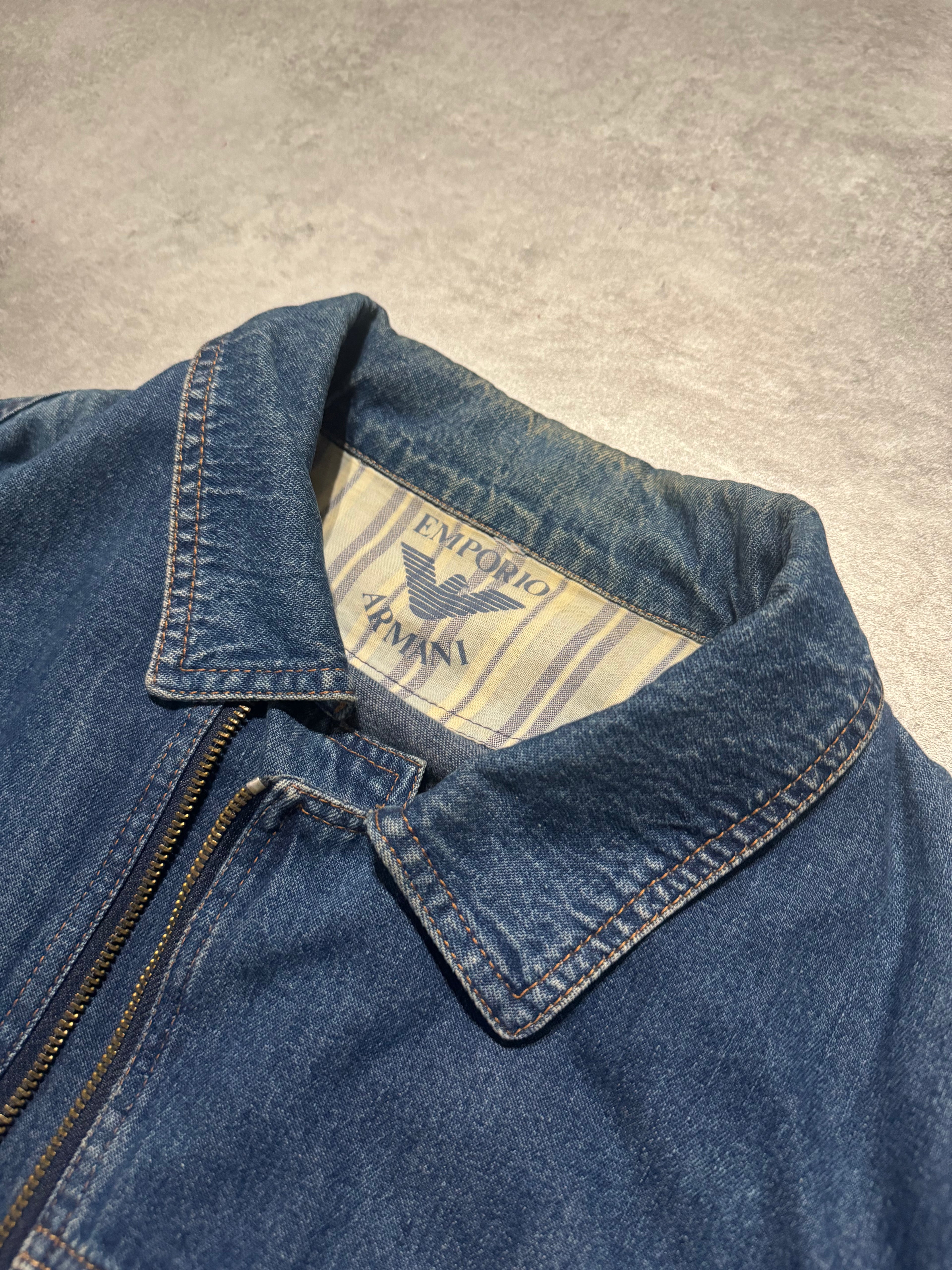 1980s Emporio Armani Denim Bomber Cozy Jacket