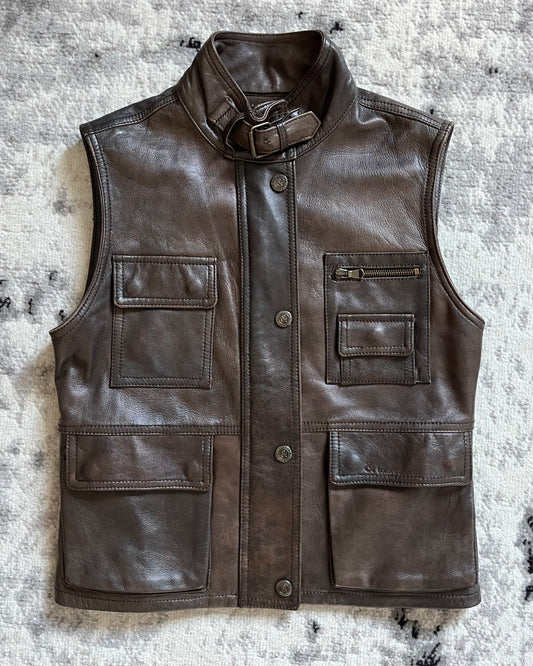 00s Dolce & Gabbana Sleeveless Leather Jacket (XS)