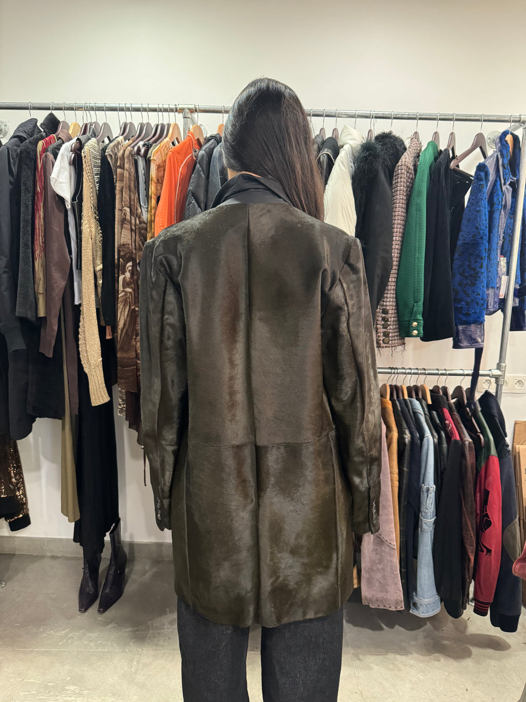 Marni Fur Calf Leather & Wool Long Jacket