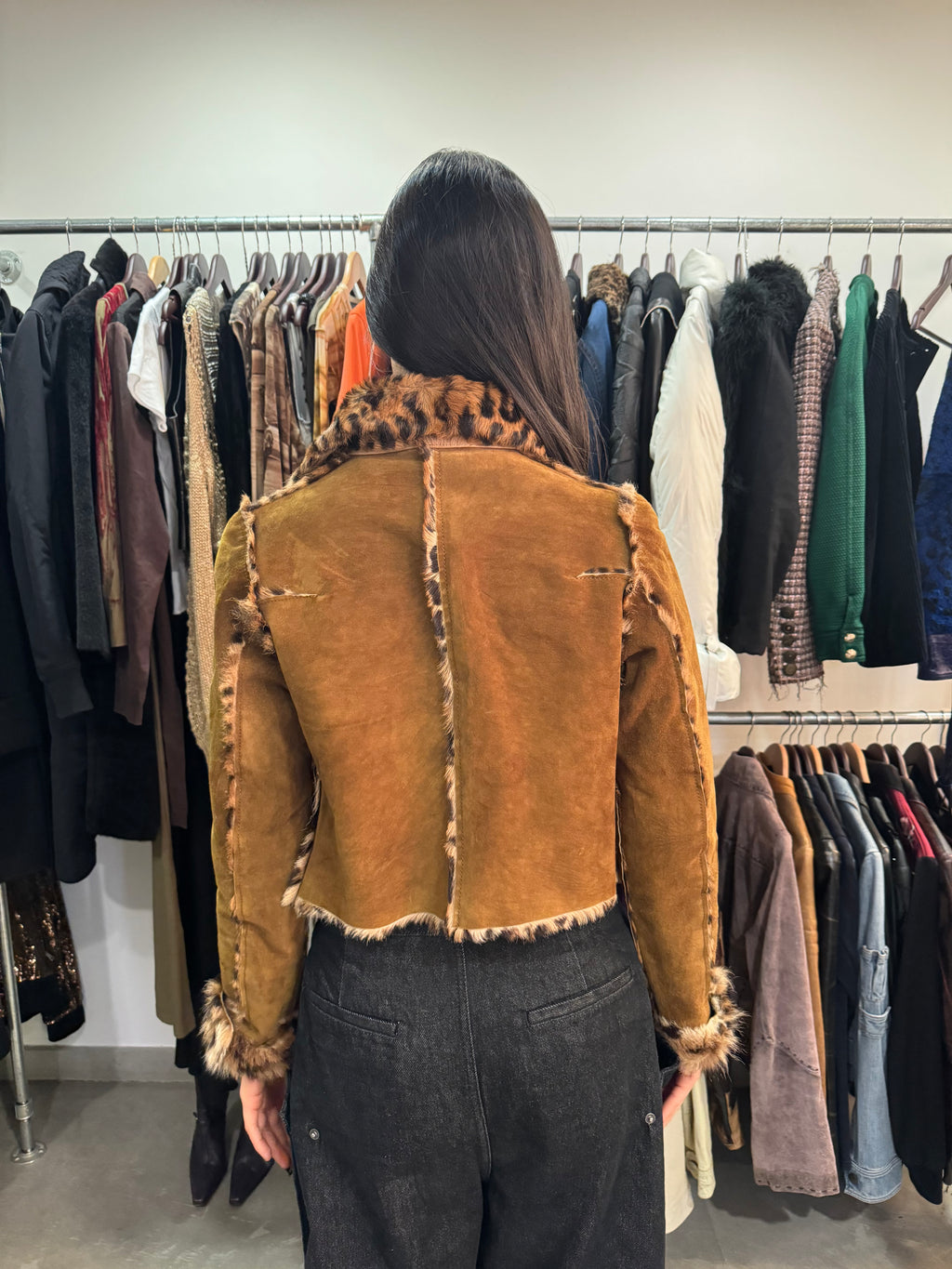 Dolce & Gabbana Leopard Fur Leather Buttoned Jacket