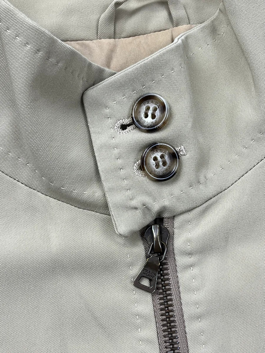 2000s Prada Beige Harrington Buttoned Collar Light Jacket AwJAQwGN 8