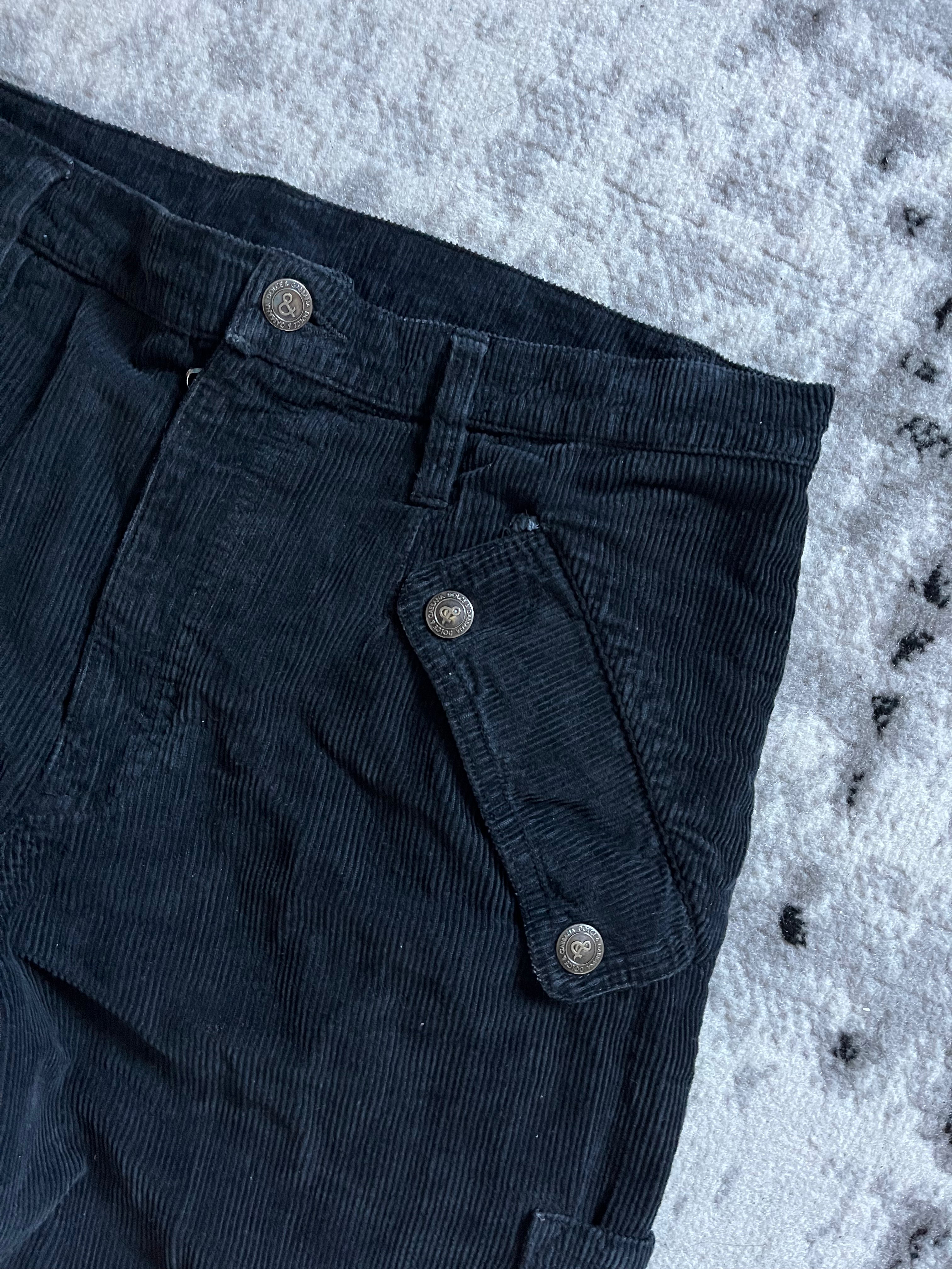 AW2004 Dolce & Gabbana Navy Velvet Cargo Pants