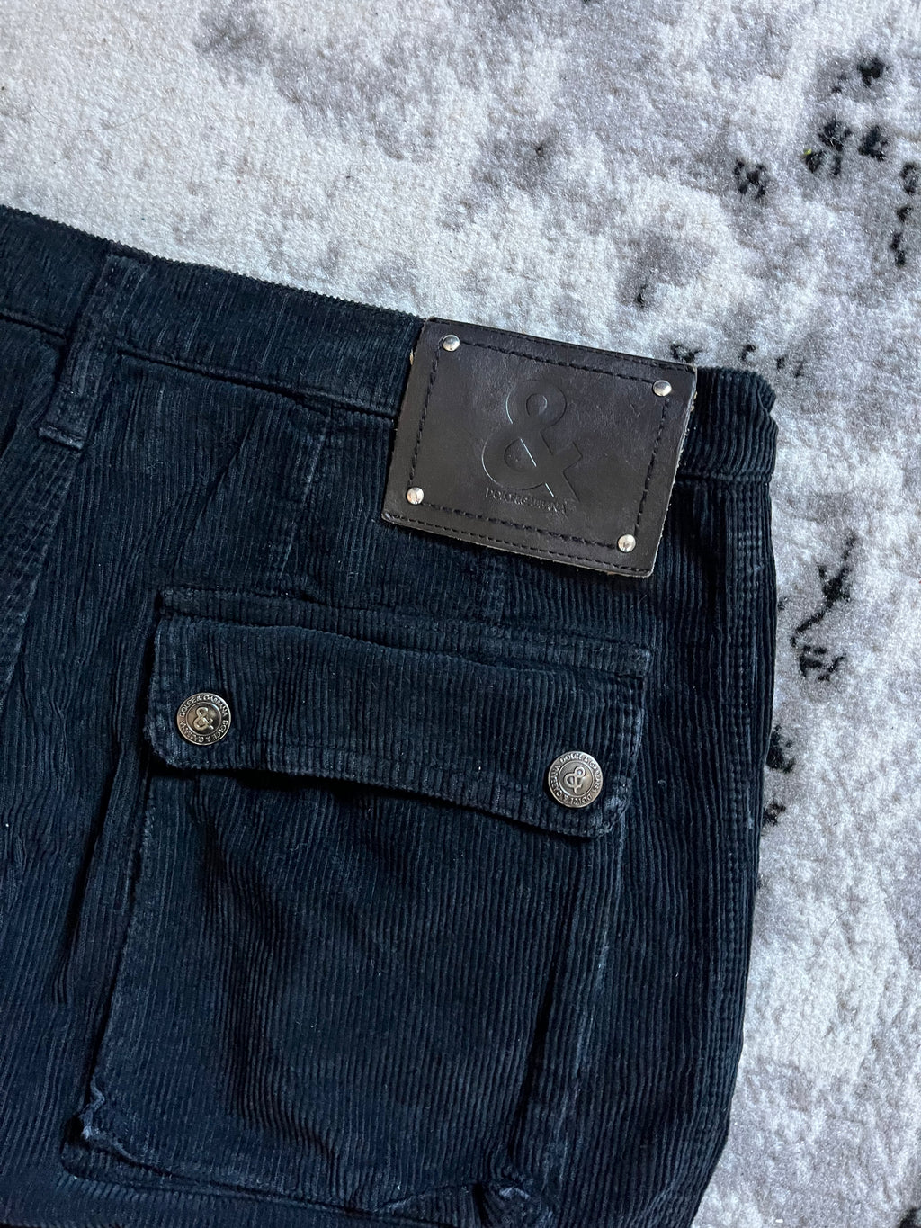 AW2004 Dolce & Gabbana Navy Velvet Cargo Pants