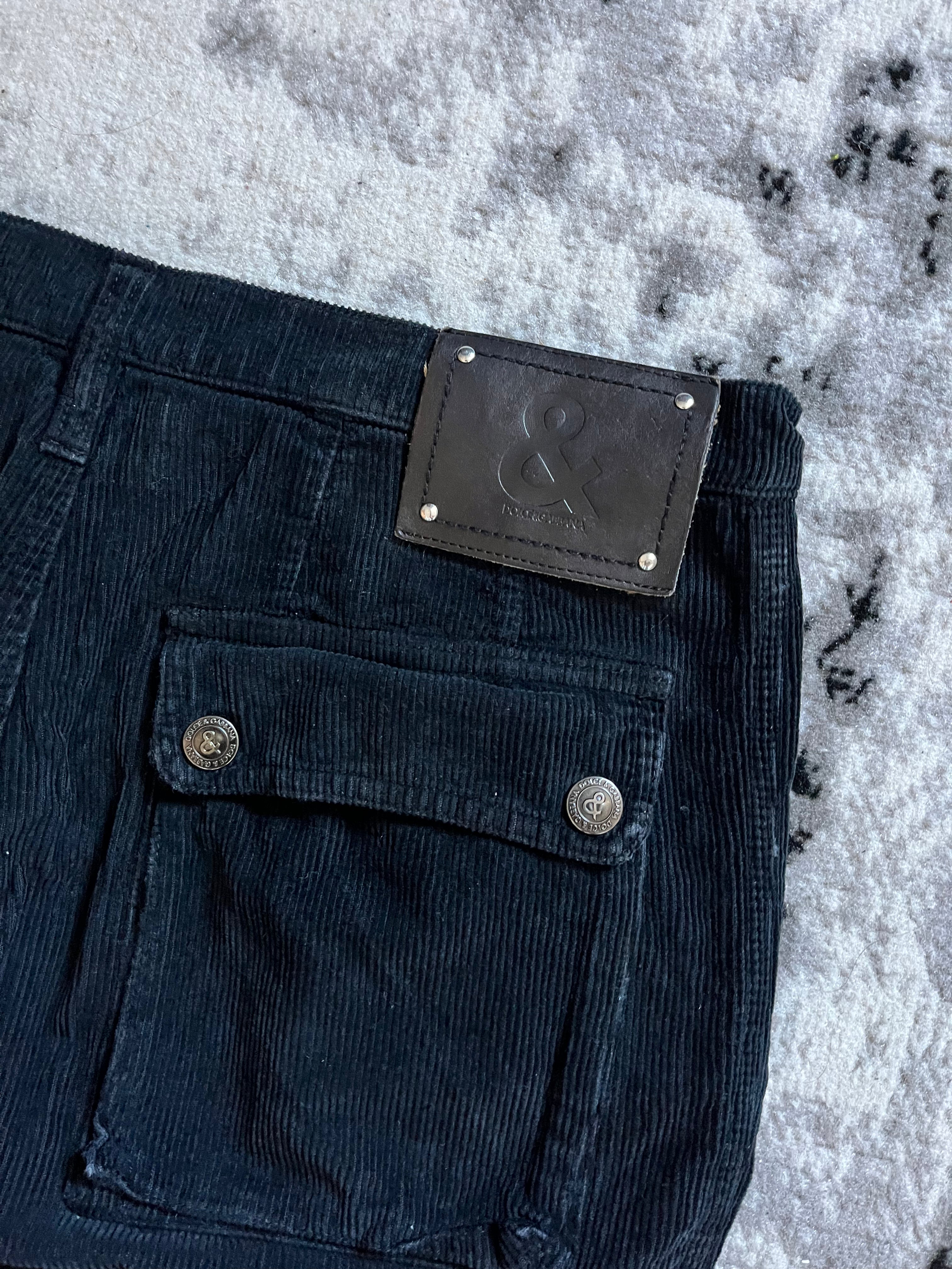 AW2004 Dolce & Gabbana Navy Velvet Cargo Pants