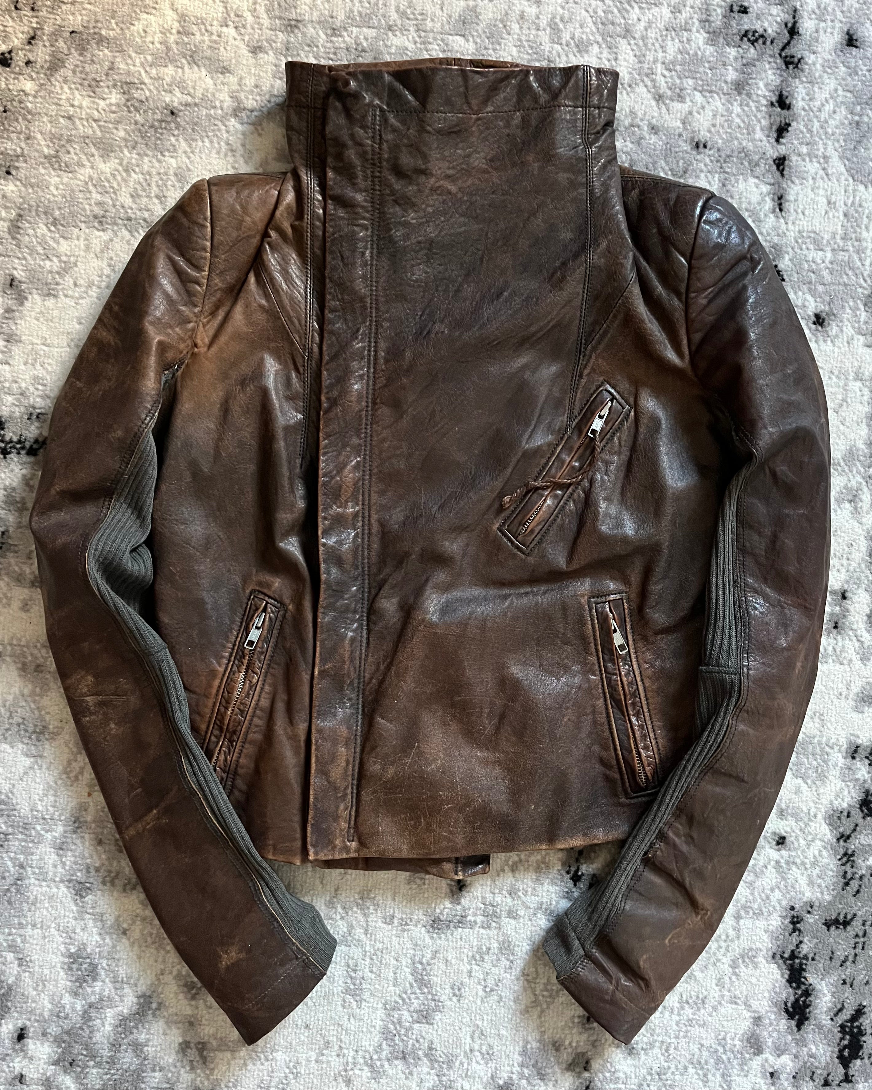 FW2010 Rick Owens Tumbled Stoned Leather Jacket (XS)