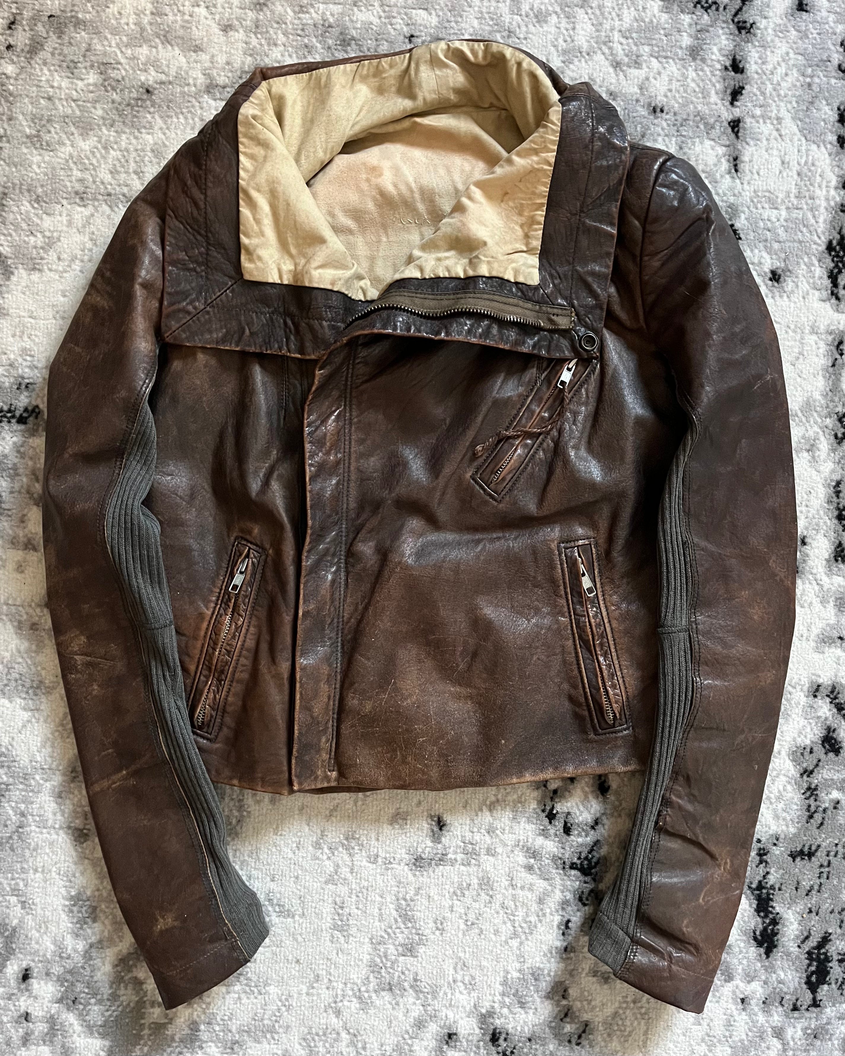FW2010 Rick Owens Tumbled Stoned Leather Jacket (XS)