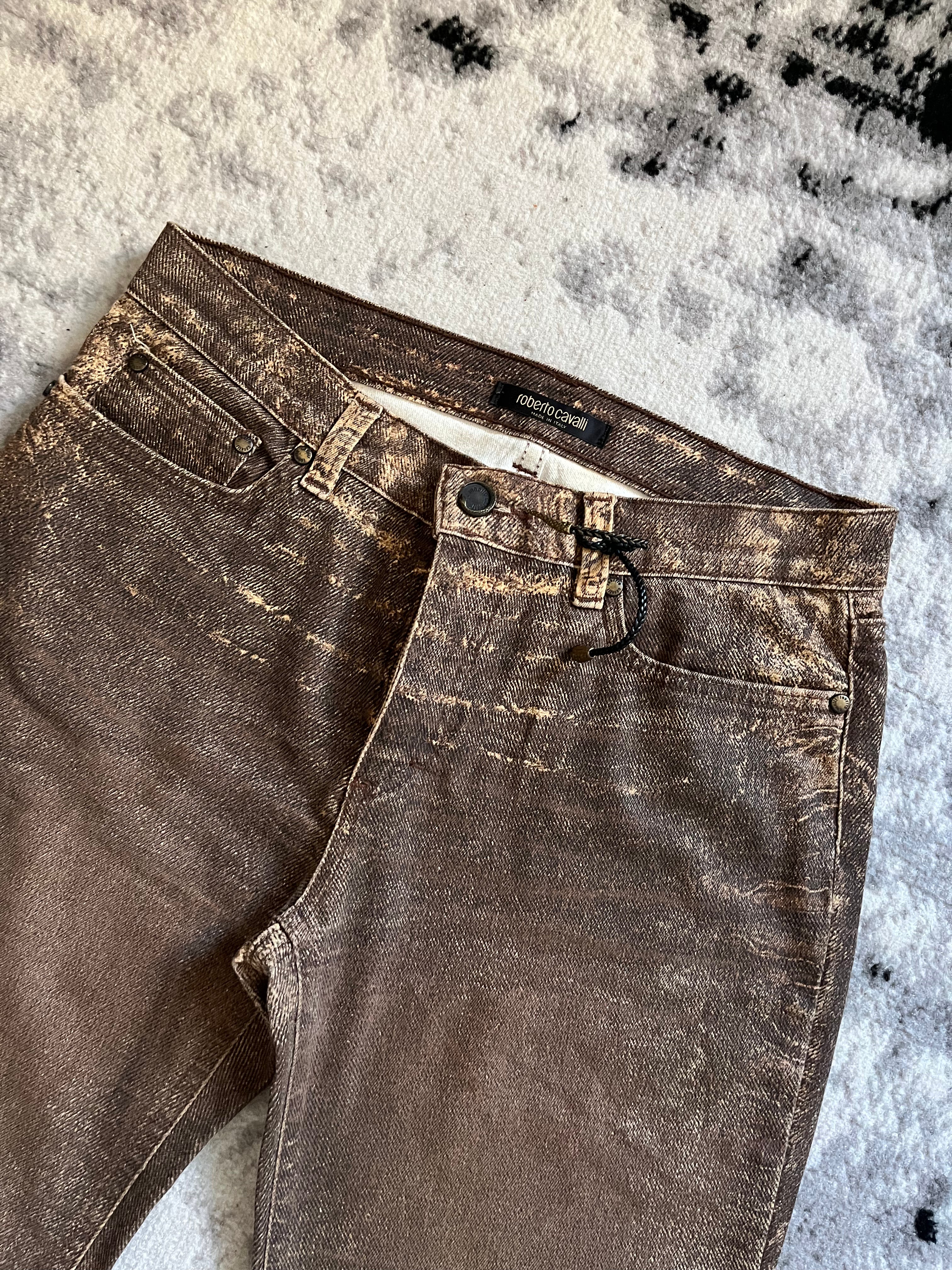 00s Cavalli アースタンブルブラウンパンツ (S)