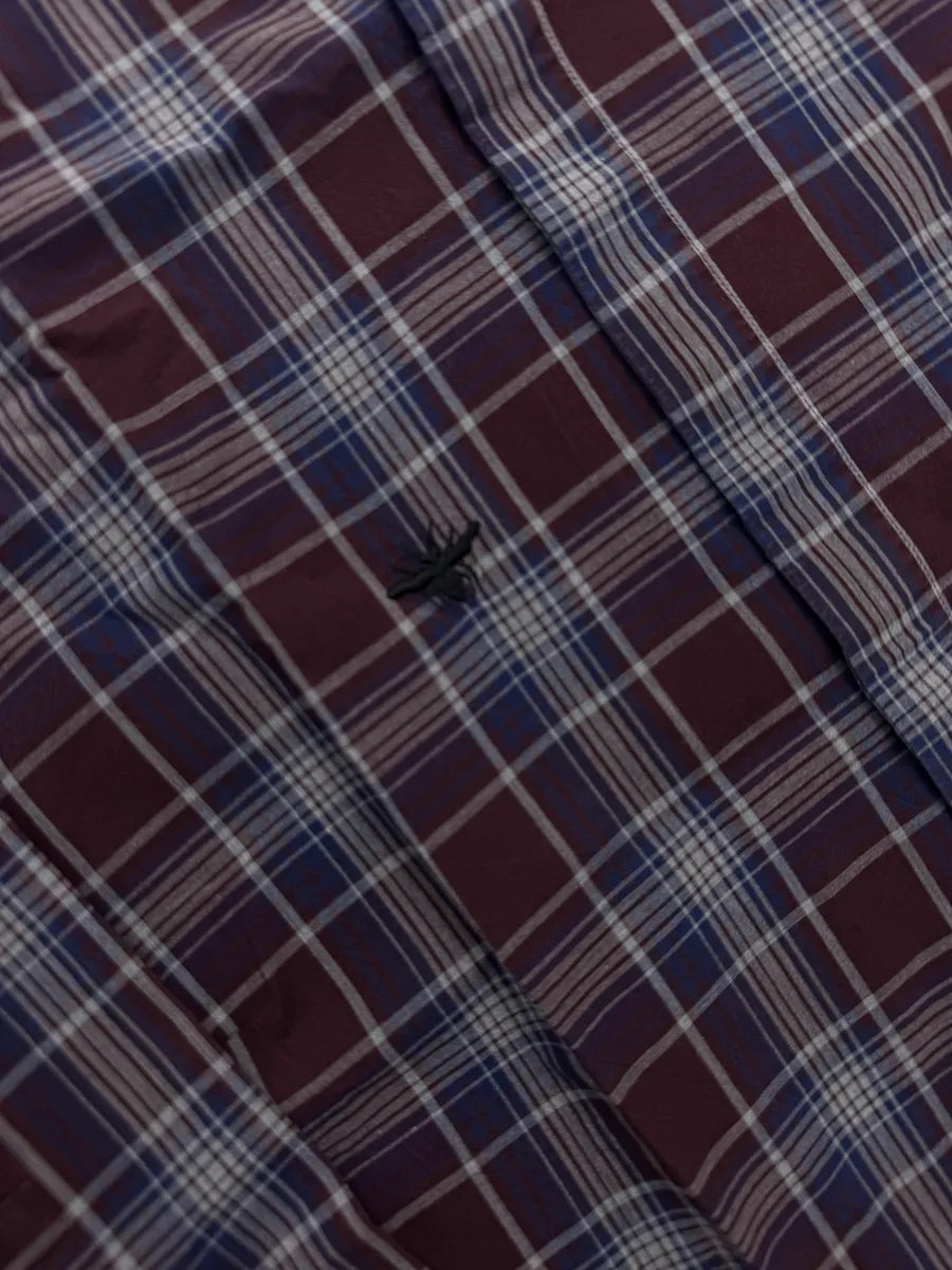 SS2009 Dior Homme Burgundy & Navy Plaid Bee Embroidered Shirt by Kris Van Assche lBanEYtb 5