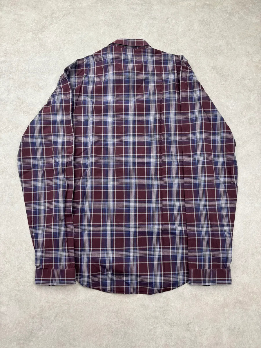 SS2009 Dior Homme Burgundy & Navy Plaid Bee Embroidered Shirt by Kris Van Assche lBanEYtb 4