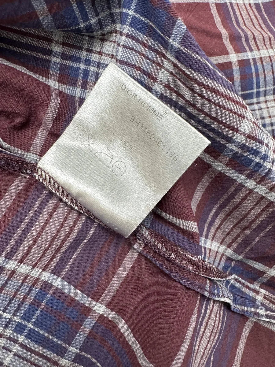 SS2009 Dior Homme Burgundy & Navy Plaid Bee Embroidered Shirt by Kris Van Assche lBanEYtb 9