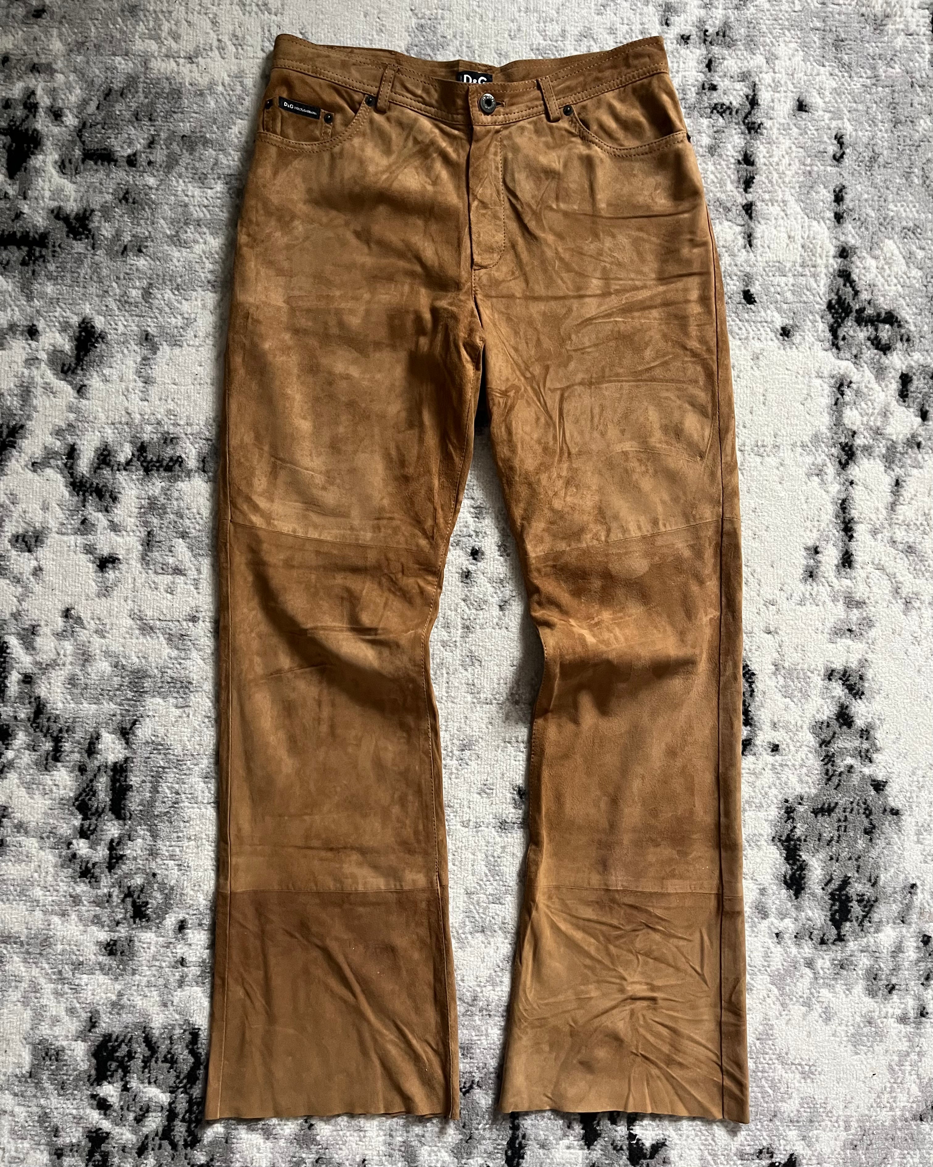 AW2007 Dolce & Gabbana Leather Camel Pants (S)