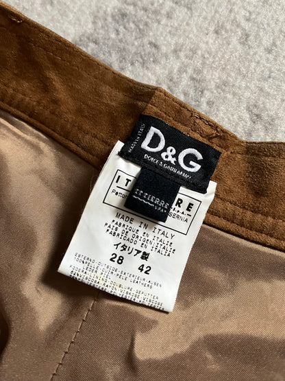 AW2007 Dolce & Gabbana Leather Camel Pants (S)