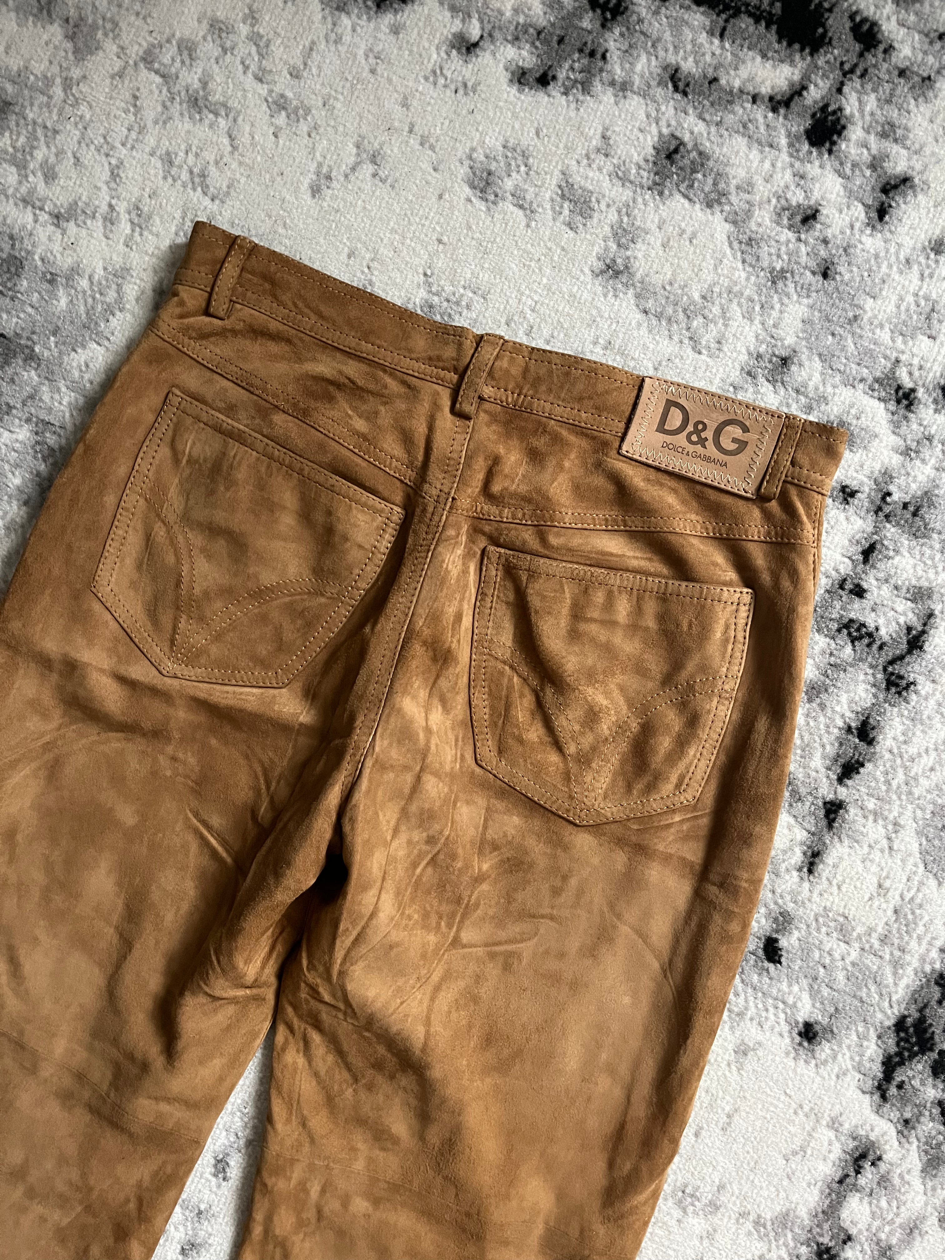 AW2007 Dolce & Gabbana Leather Camel Pants (S)