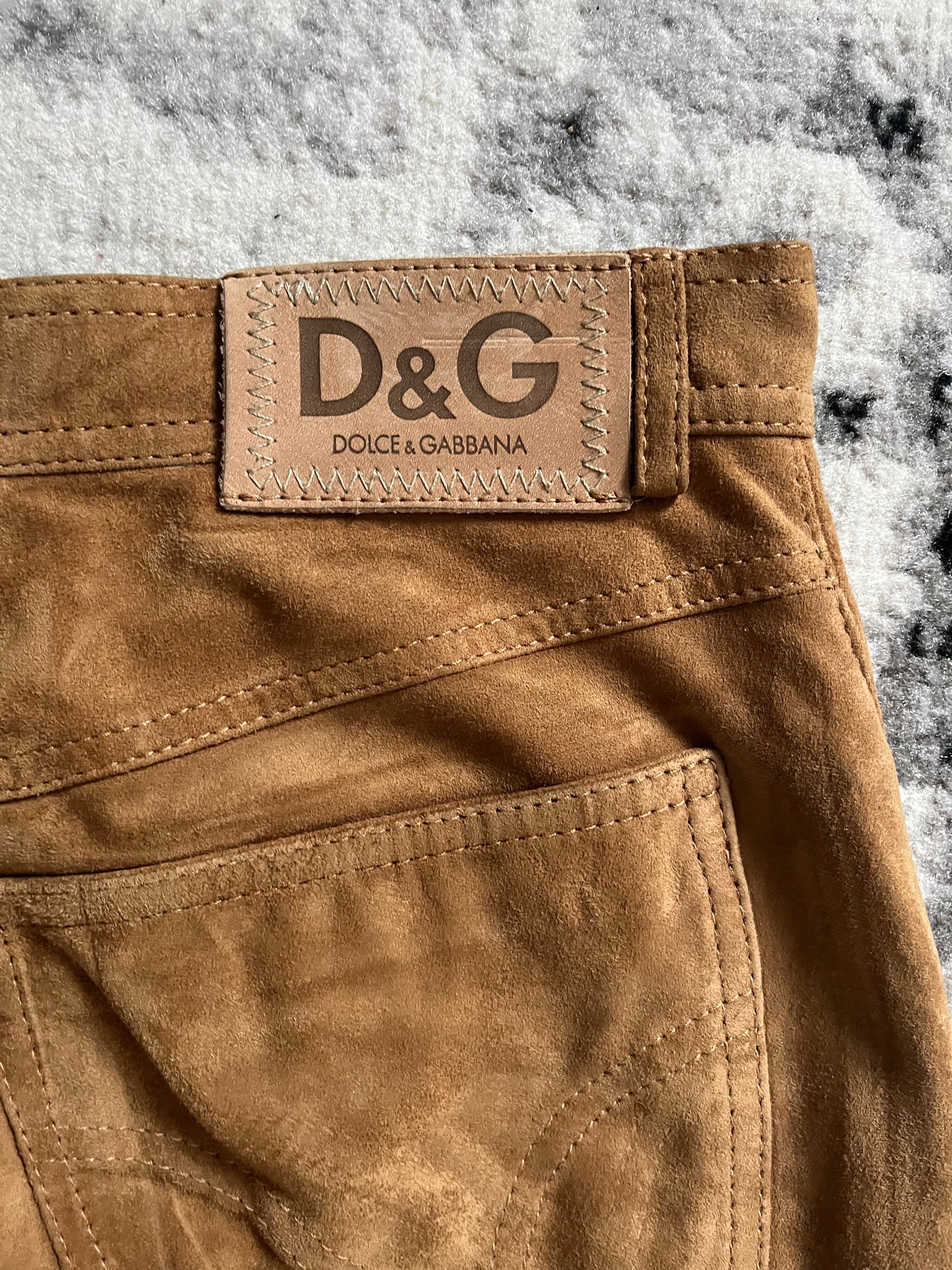 AW2007 Dolce & Gabbana Leather Camel Pants (S)