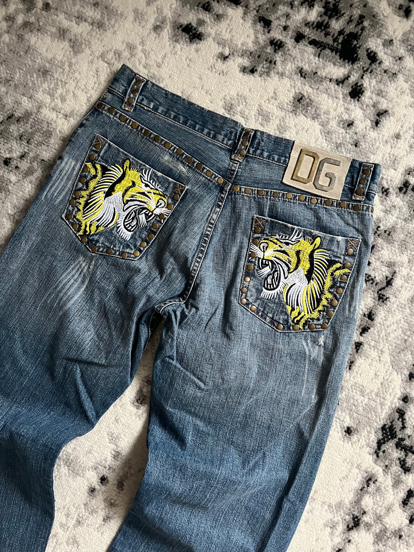 SS2005 Dolce & Gabbana Tiger Distressed Jeans (L)