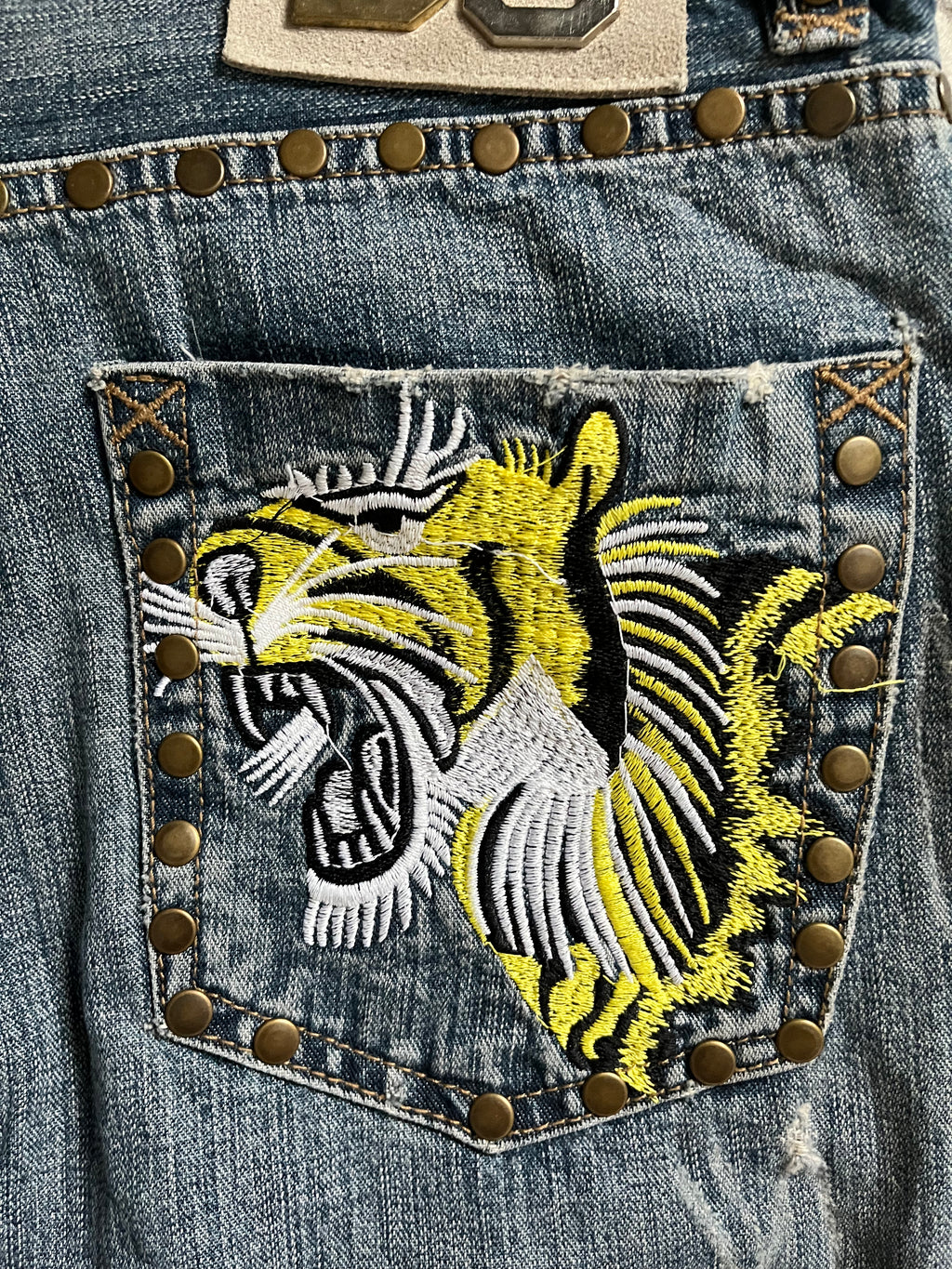 SS2005 ドルチェ＆ガッバーナ タイガー ディストレスト ジーンズ (L)