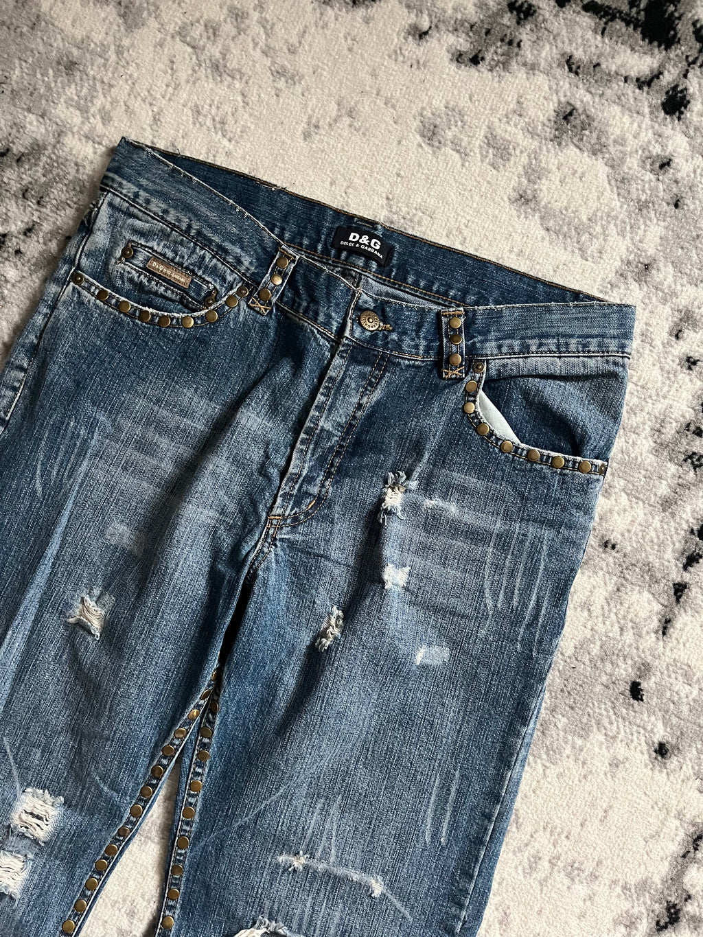 SS2005 ドルチェ＆ガッバーナ タイガー ディストレスト ジーンズ (L)