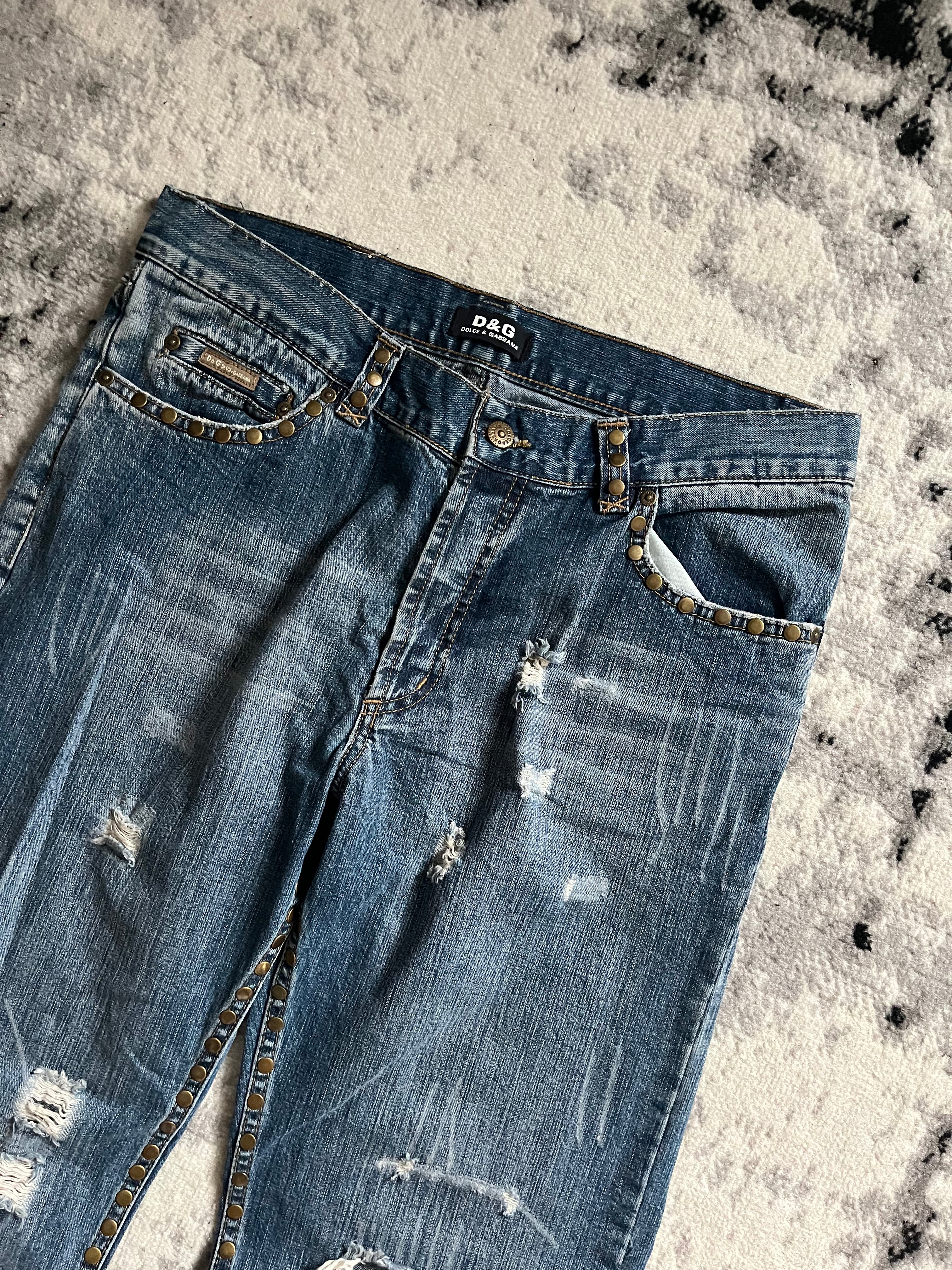 SS2005 ドルチェ＆ガッバーナ タイガー ディストレスト ジーンズ (L)