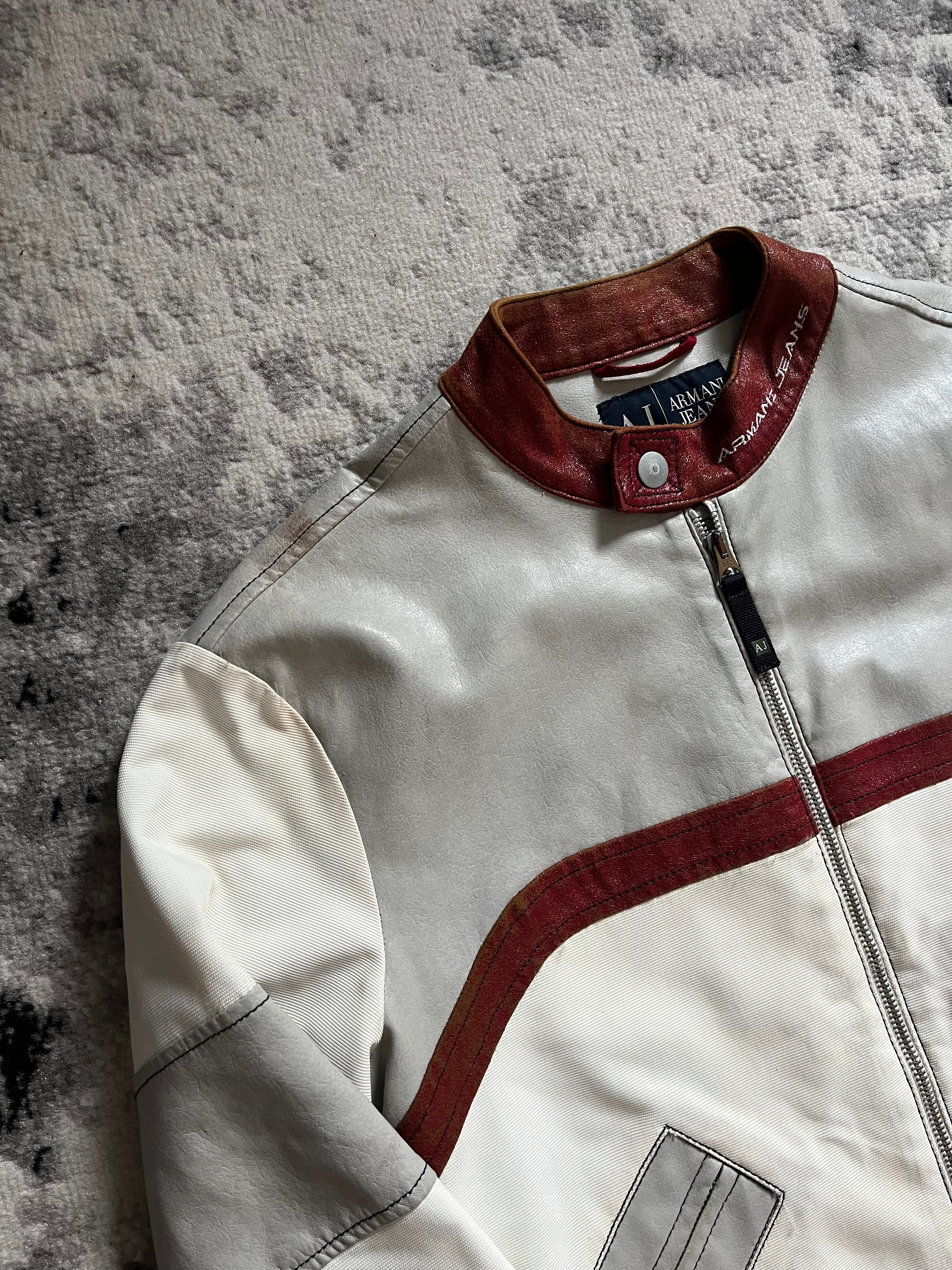 90年代 アルマーニ ヨーロピアン ライド バイカー レザー ジャケット (M)