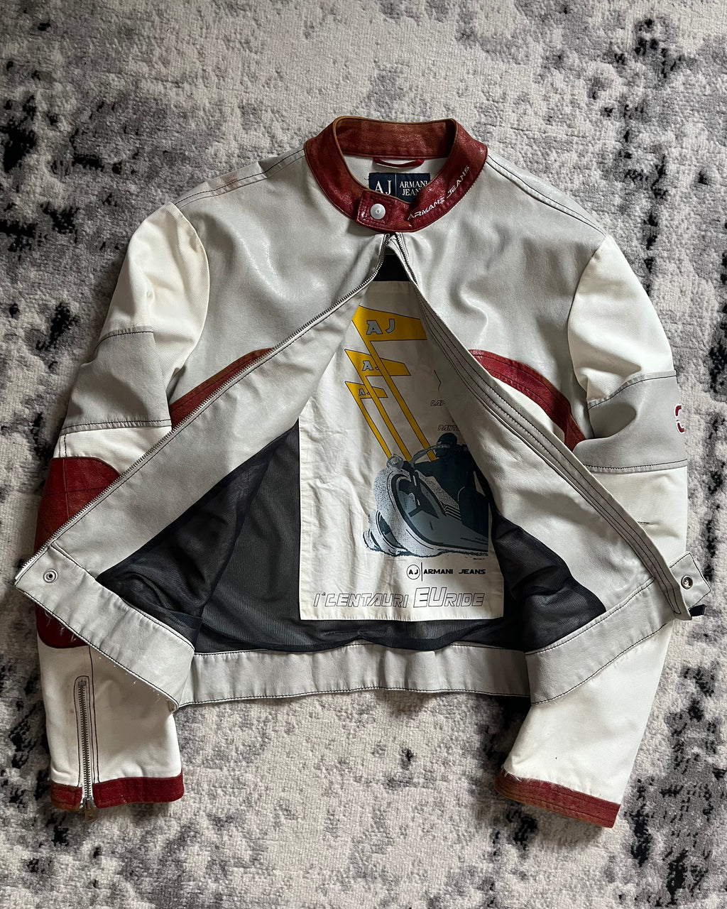 90年代 アルマーニ ヨーロピアン ライド バイカー レザー ジャケット (M)