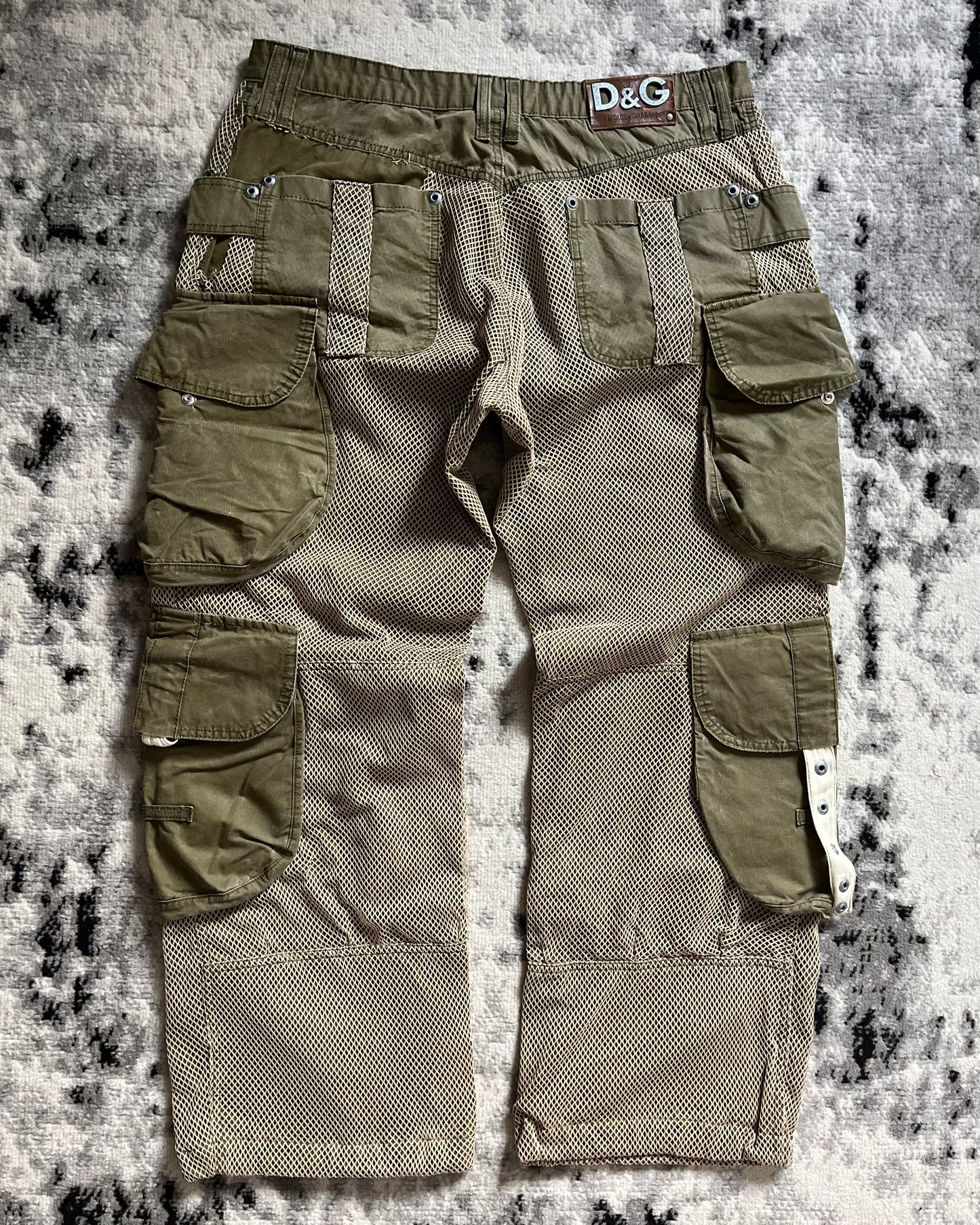 SS2004 Dolce &amp; Gabbana 降落伞军用橄榄色工装裤 (L)