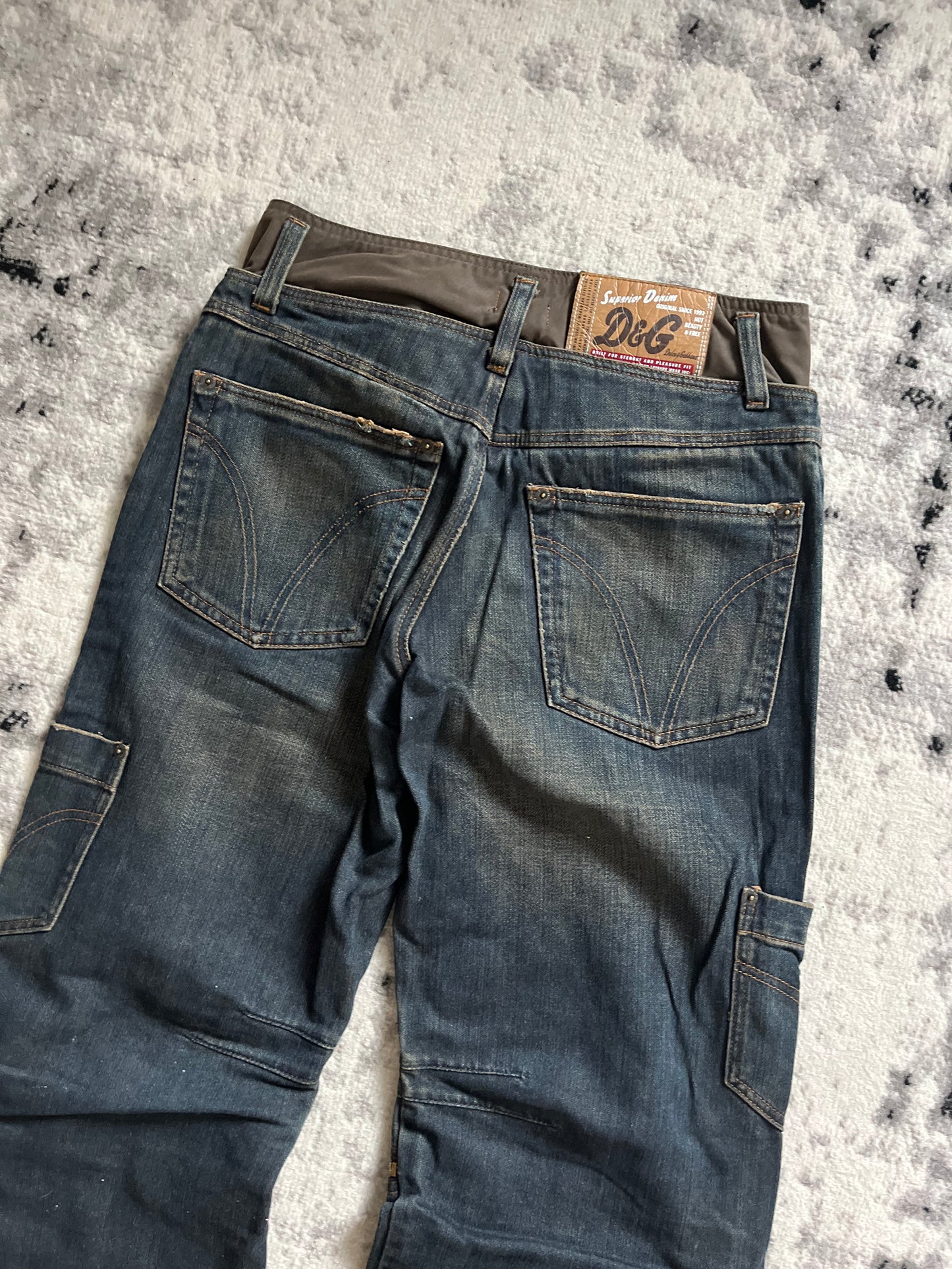 AW2003 Dolce & Gabbana Waisted Masterpiece Faded Denim Cargo (M/L)