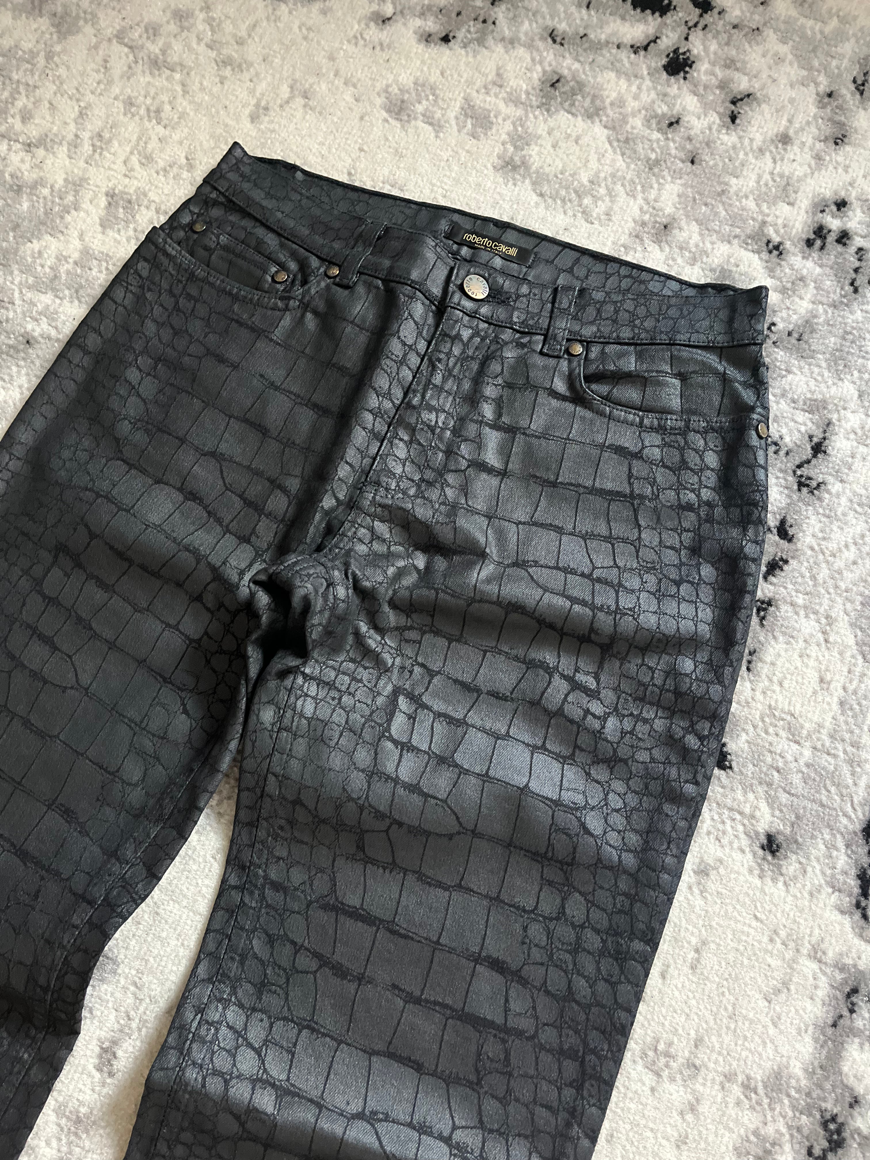 Roberto Cavalli クロコダイルスキンエフェクトオブスキュアパンツ (XS/S)