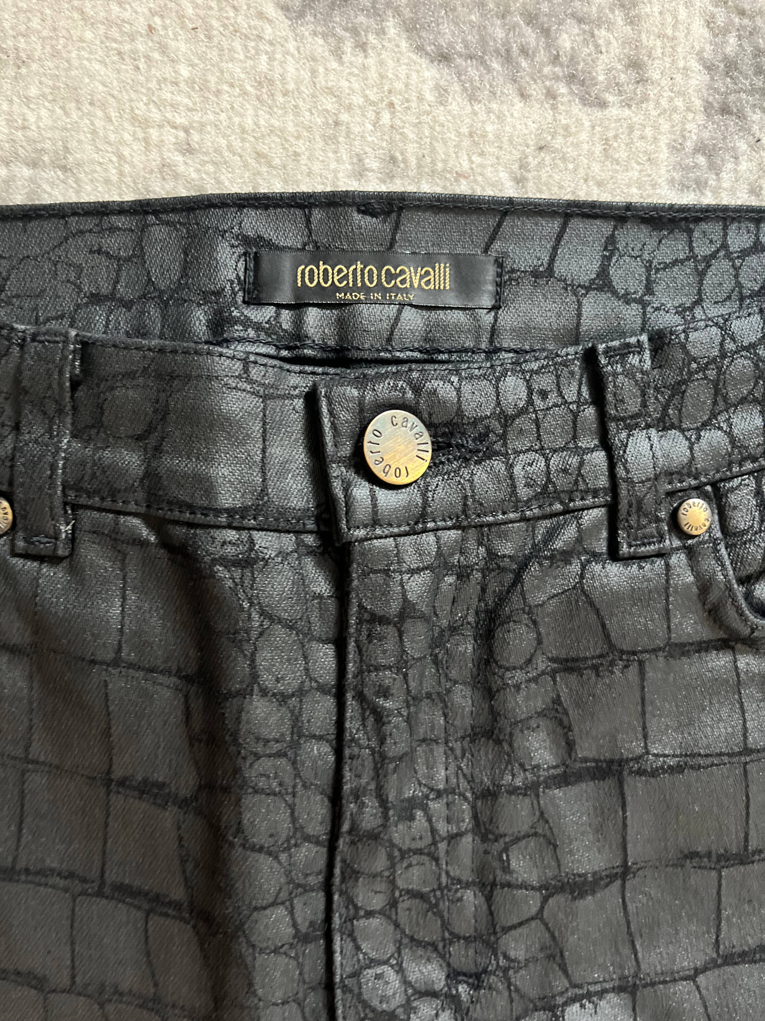 Roberto Cavalli クロコダイルスキンエフェクトオブスキュアパンツ (XS/S)