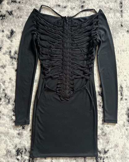 FW2010 Dsquared2 Spinal Cordal Skeleton Back Dark Dress (M)