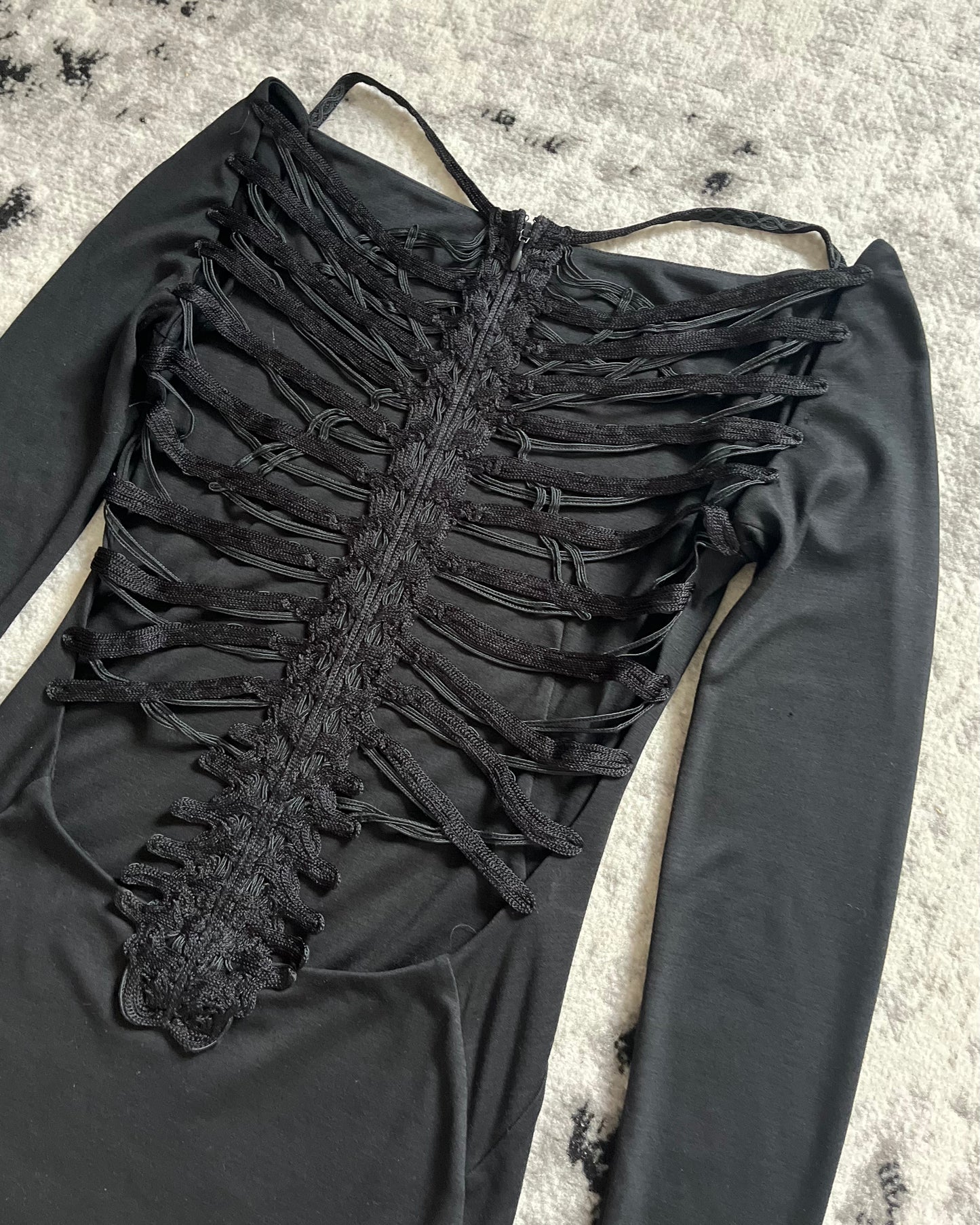 FW2010 Dsquared2 Spinal Cordal Skeleton Back Dark Dress (M)