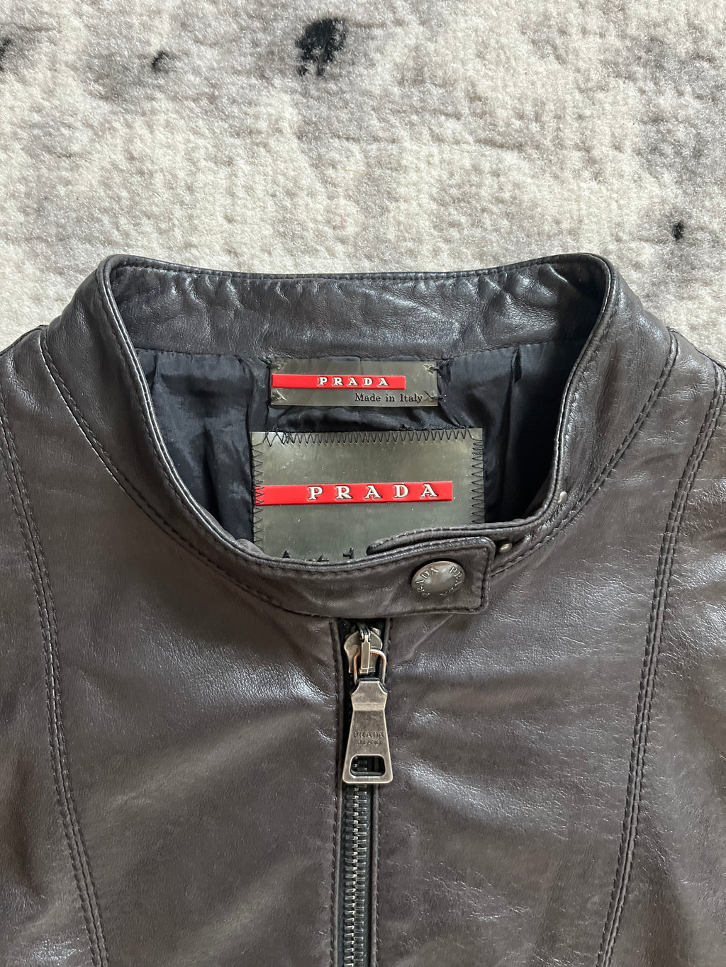 00s プラダ ブラウン シチズン レザー ジャケット (XS/S)