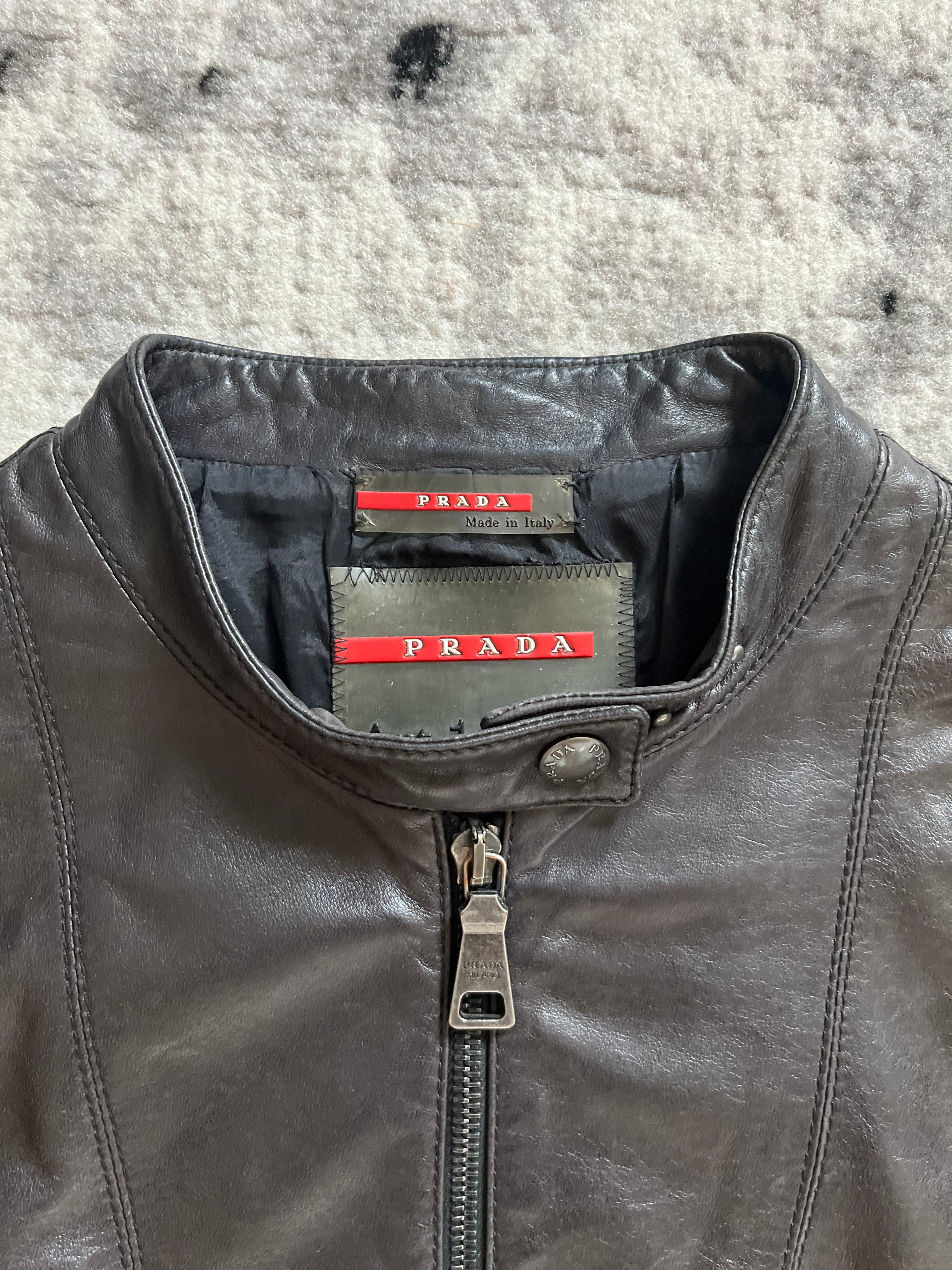 00s プラダ ブラウン シチズン レザー ジャケット (XS/S)