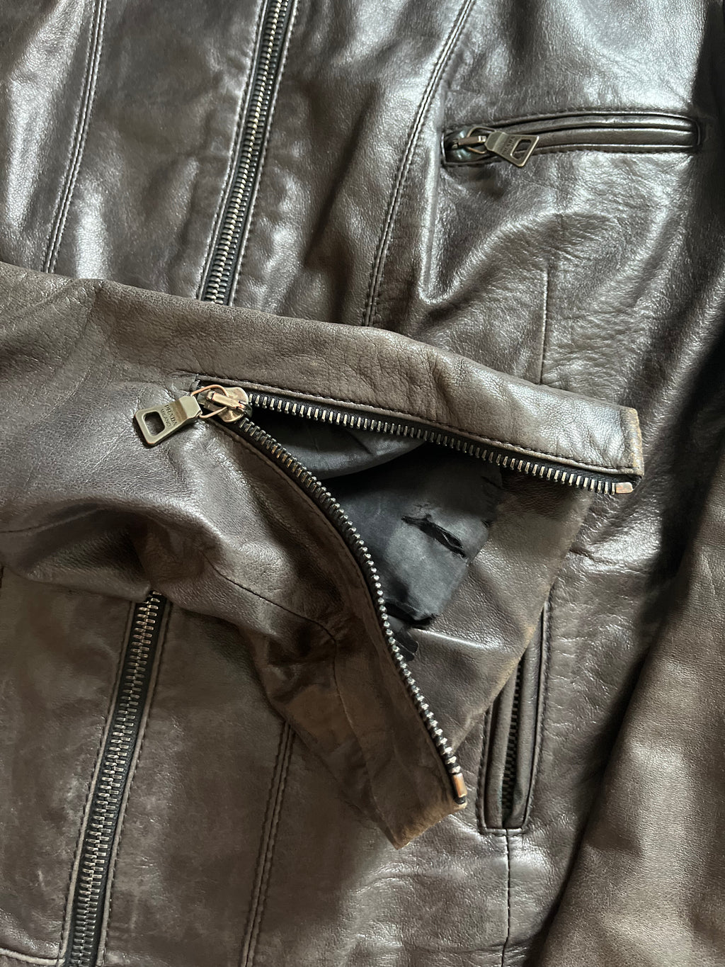 00s プラダ ブラウン シチズン レザー ジャケット (XS/S)