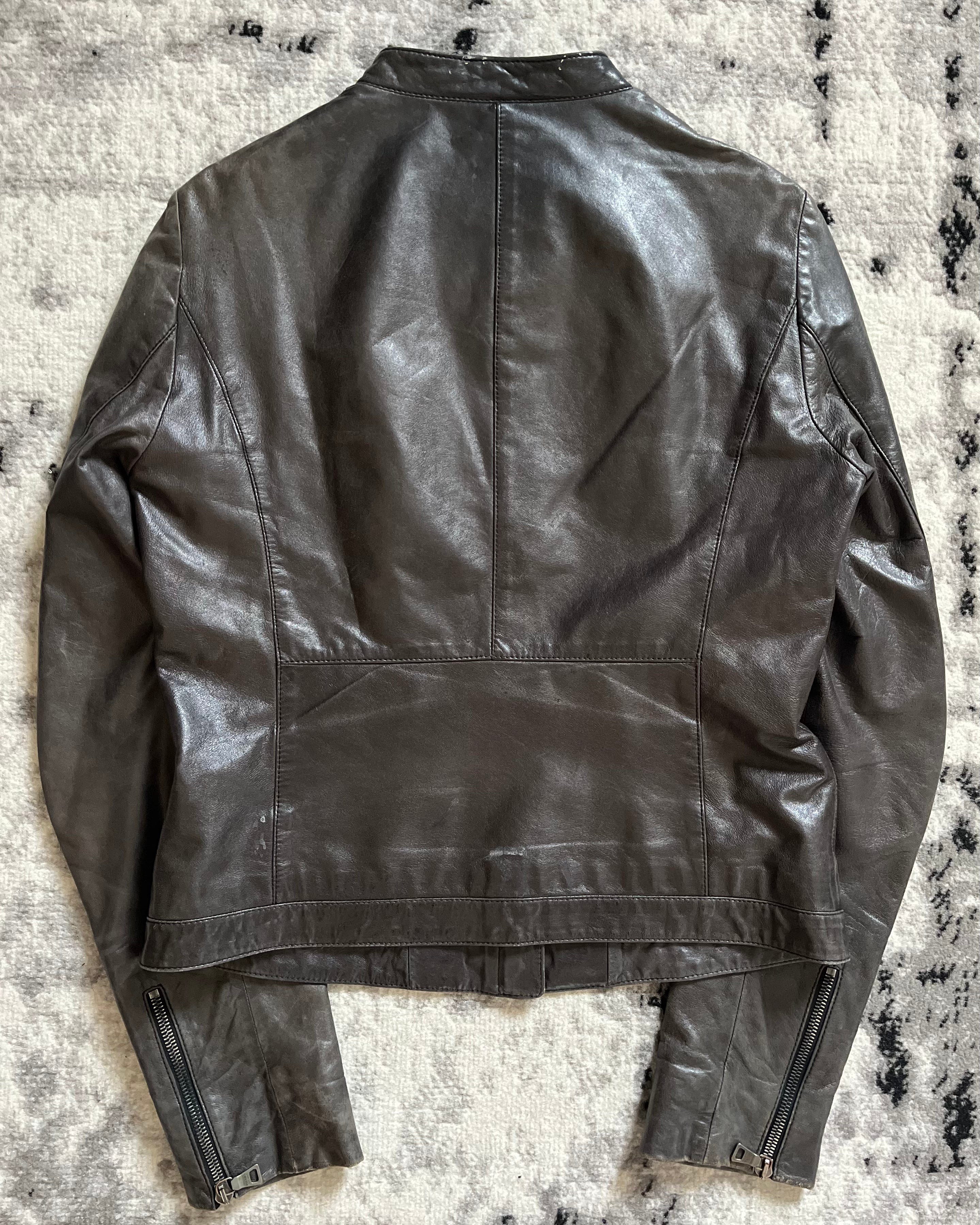 00s プラダ ブラウン シチズン レザー ジャケット (XS/S)