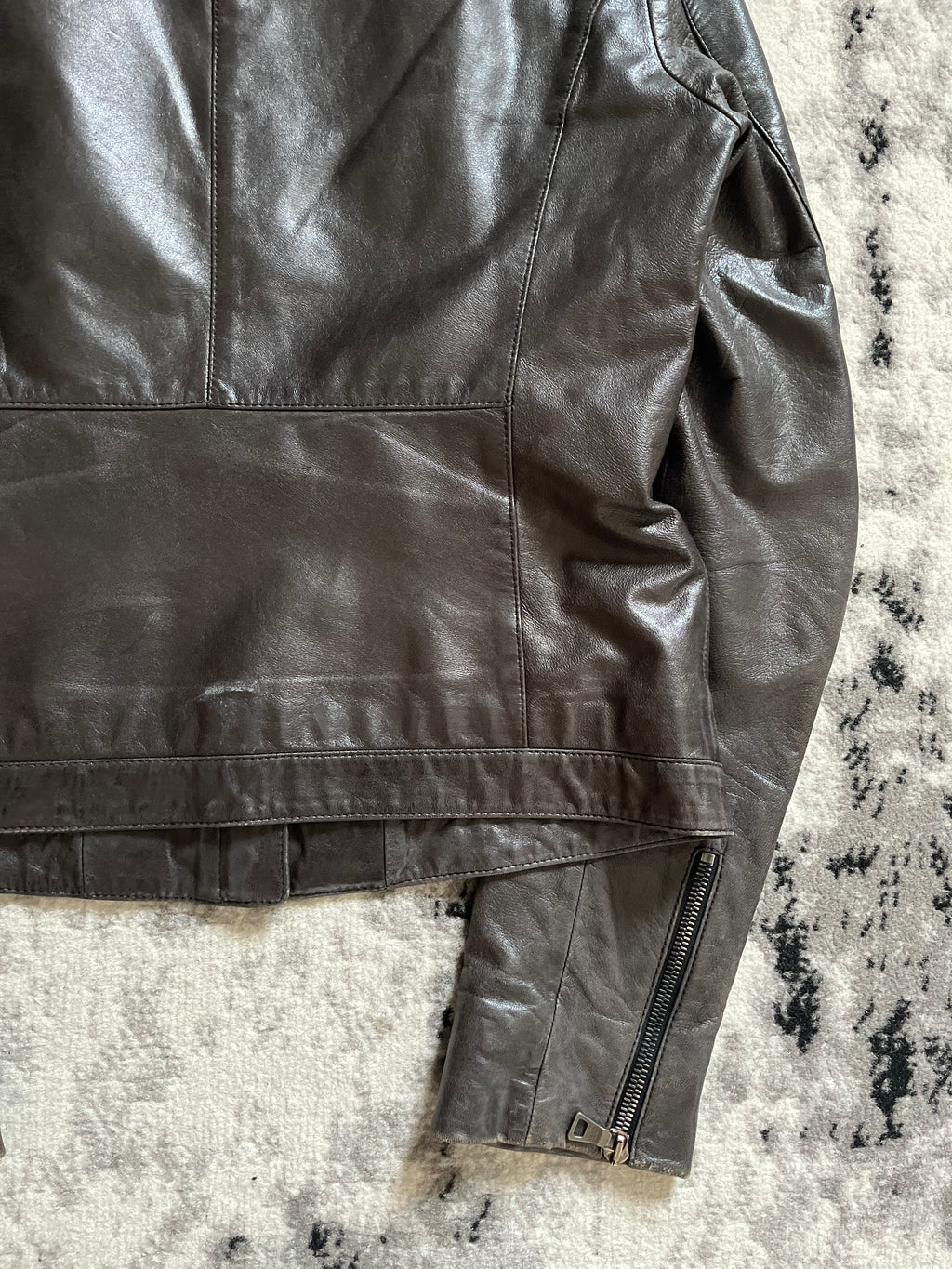 00s プラダ ブラウン シチズン レザー ジャケット (XS/S)