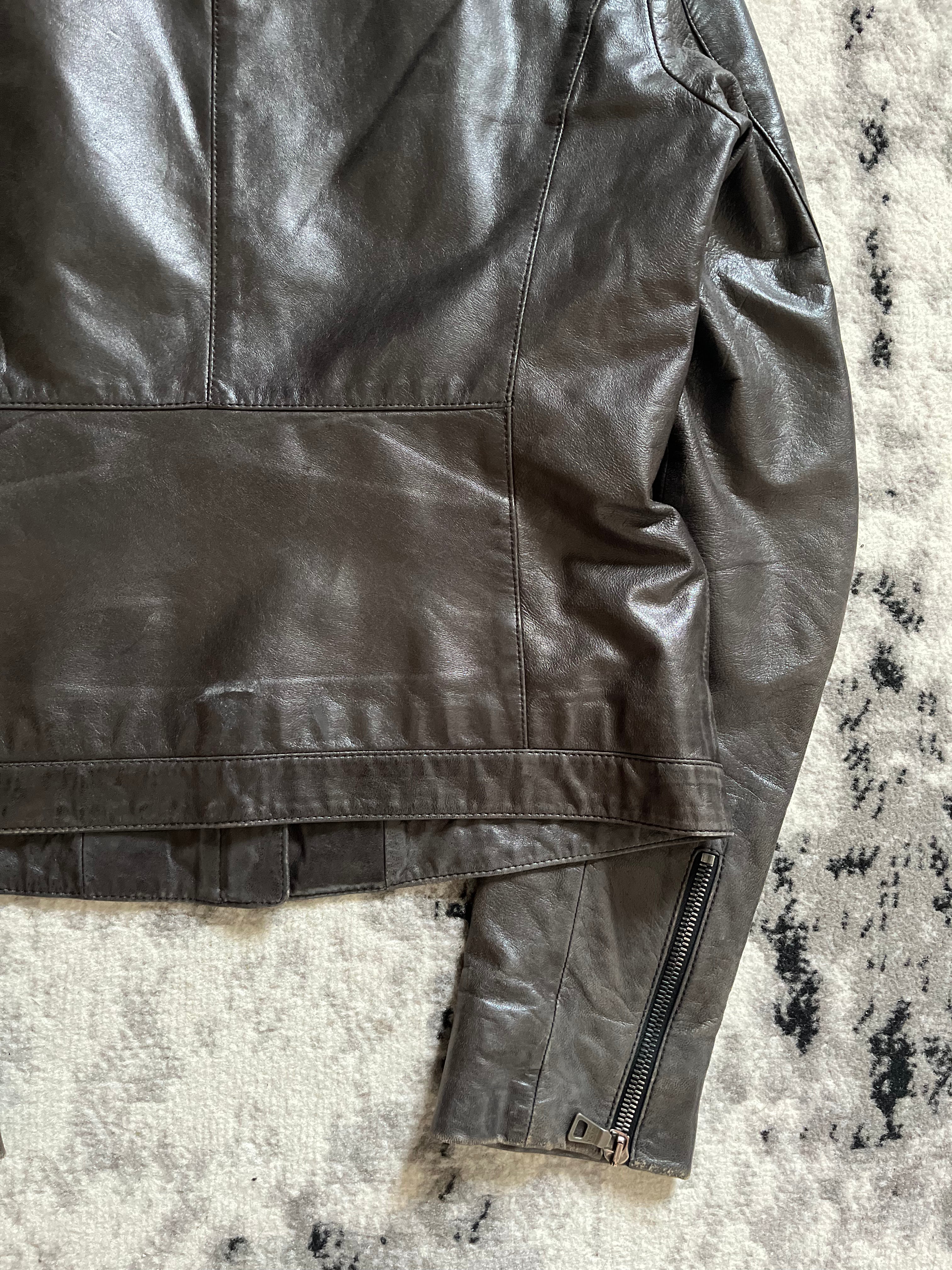 00s プラダ ブラウン シチズン レザー ジャケット (XS/S)