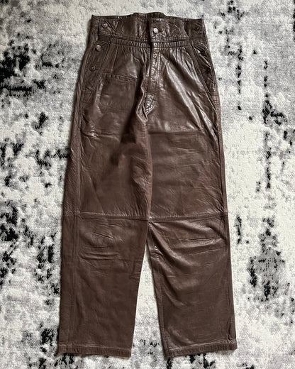 1983 Marithé + François Girbaud Limited French Artisanal Fabric Brown Leather Pants (S)