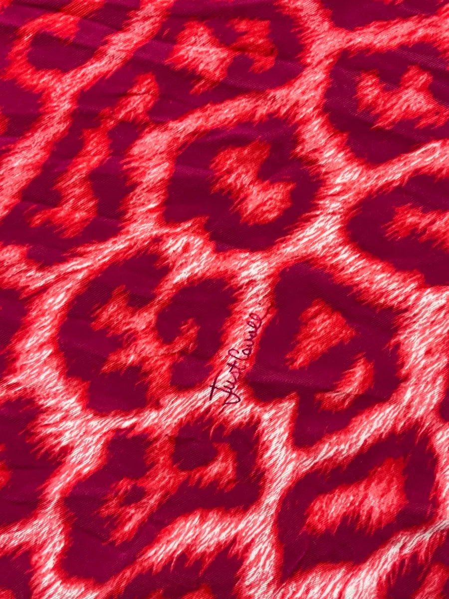 SS2009 Cavalli Red Pink Leopard Print Draped Camisole Dress UcqShAyg 8