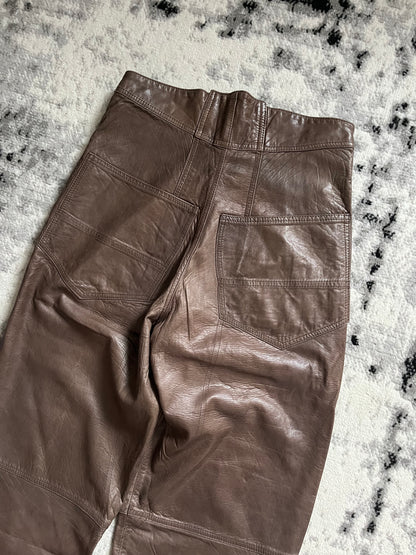 1983 Marithé + François Girbaud Limited French Artisanal Fabric Brown Leather Pants (S)