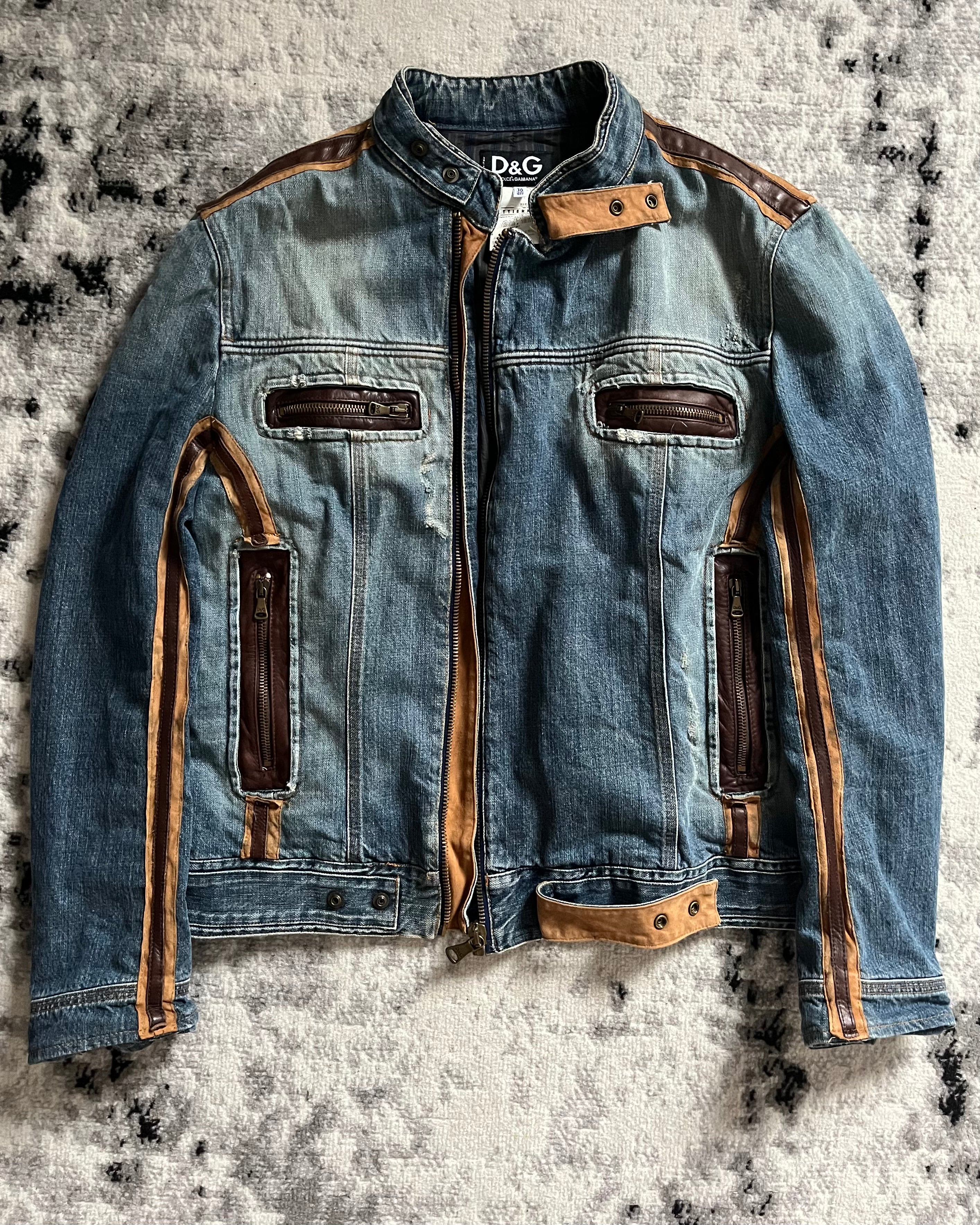 2005AW ドルチェ&amp;ガッバーナ カフェ デニムレザージャケット(M/L)