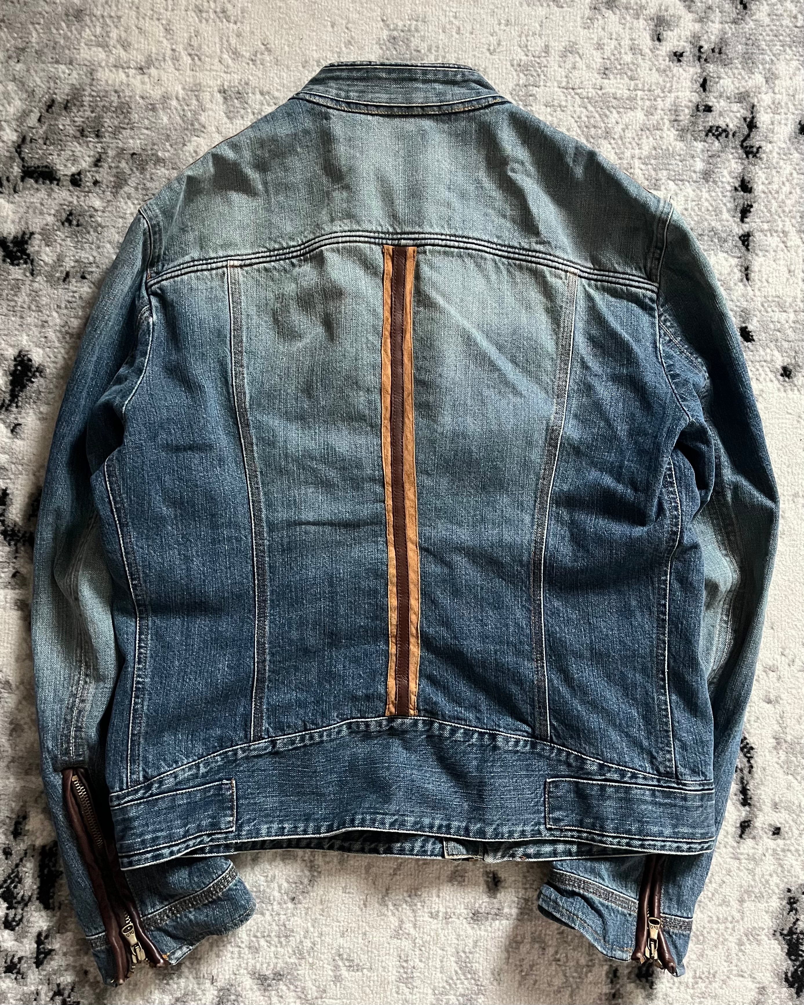 2005AW ドルチェ&amp;ガッバーナ カフェ デニムレザージャケット(M/L)