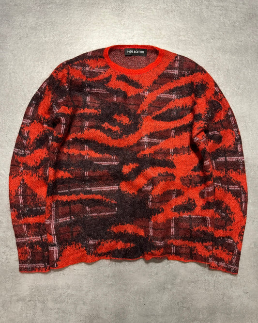 FW2019 Neil Barrett Red Avant-Garde Mohair Sweater (M)